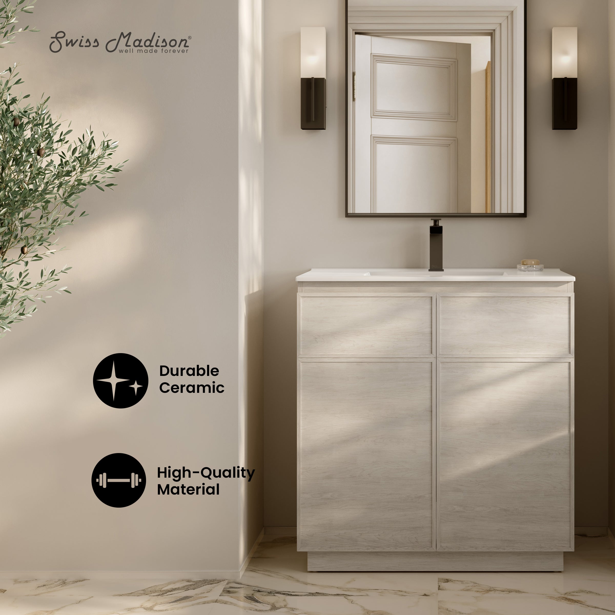White Oak / White / 1-Hole