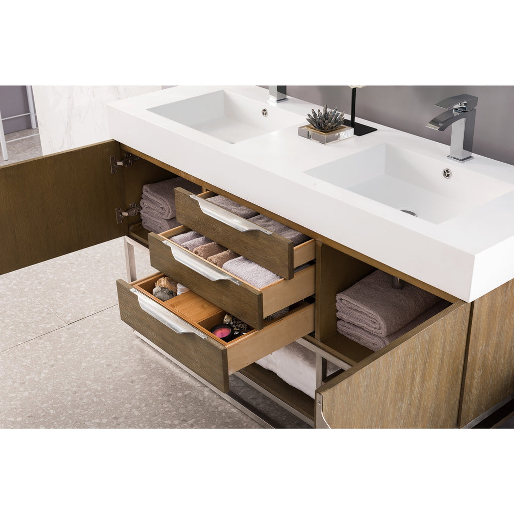 Latte Oak / Brushed Nickel / Glossy White - 1 Faucet Hole