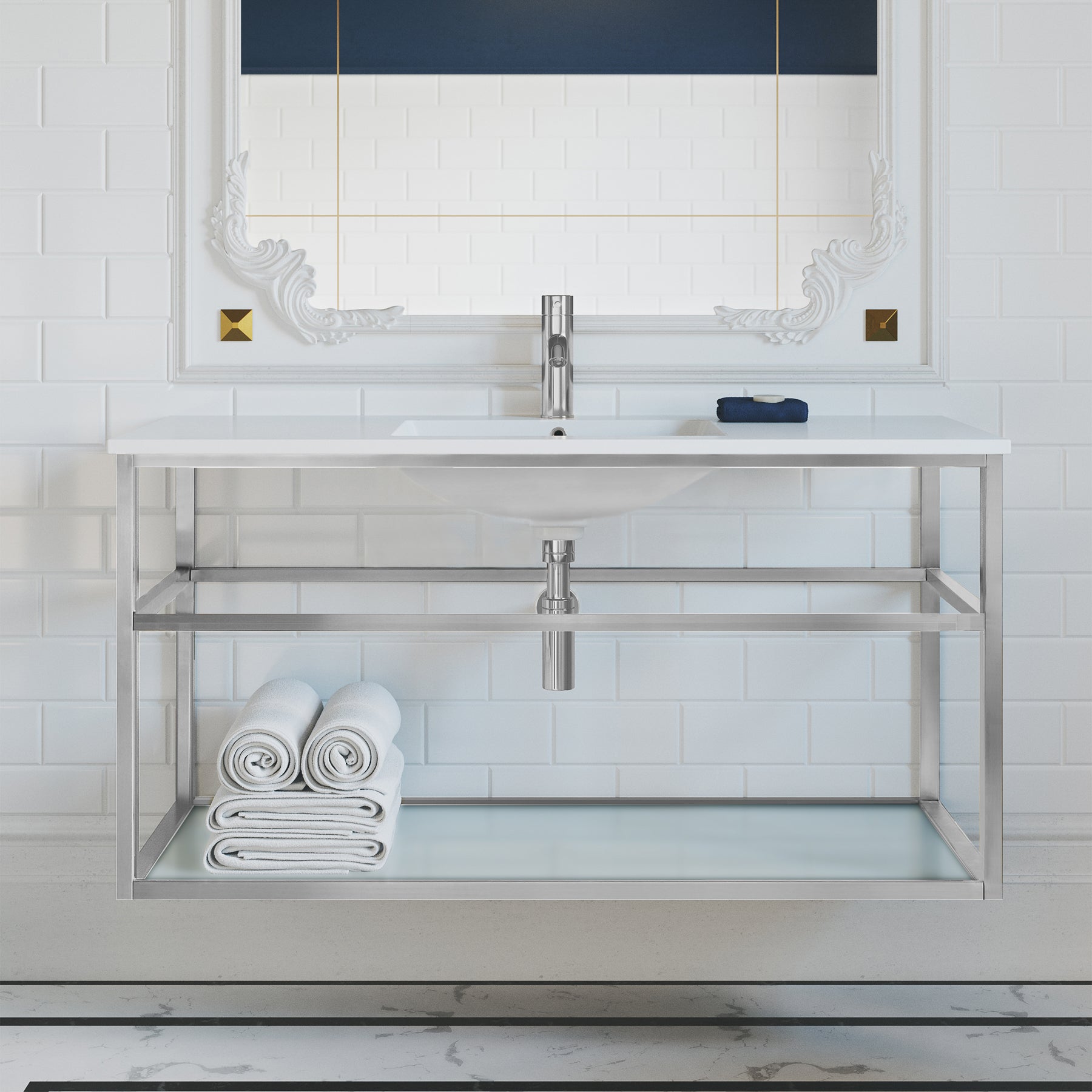 Chrome / White / 1-Hole