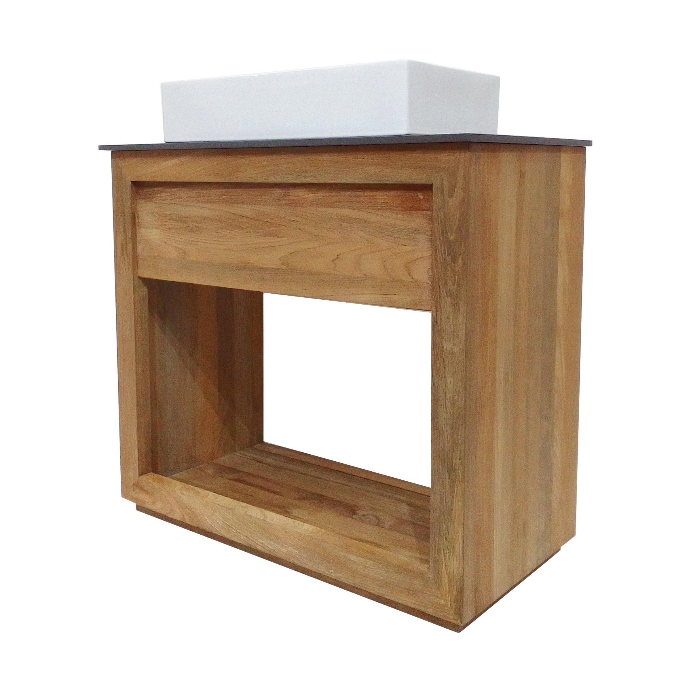 Brown Oak / White / 1-Hole