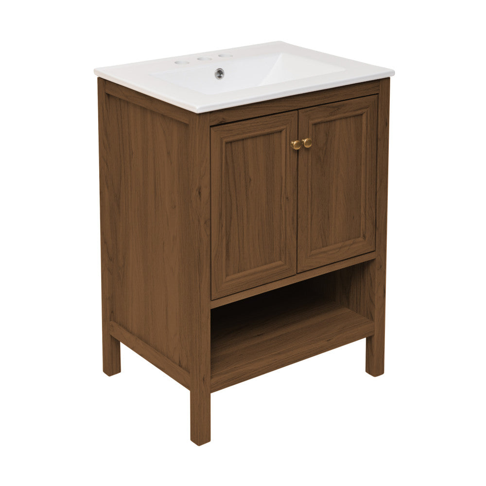 Brown Oak / White / 3-Hole Center