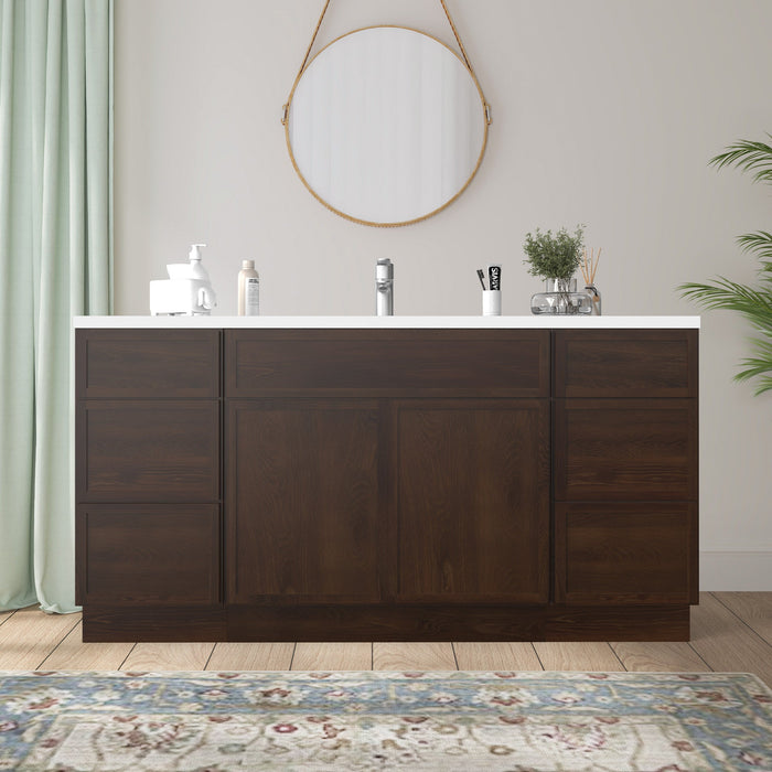 Vanity Art Alora 66" Wood Bathroom Vanity Cabinet without Top - 6 Drawers and 2 Doors
