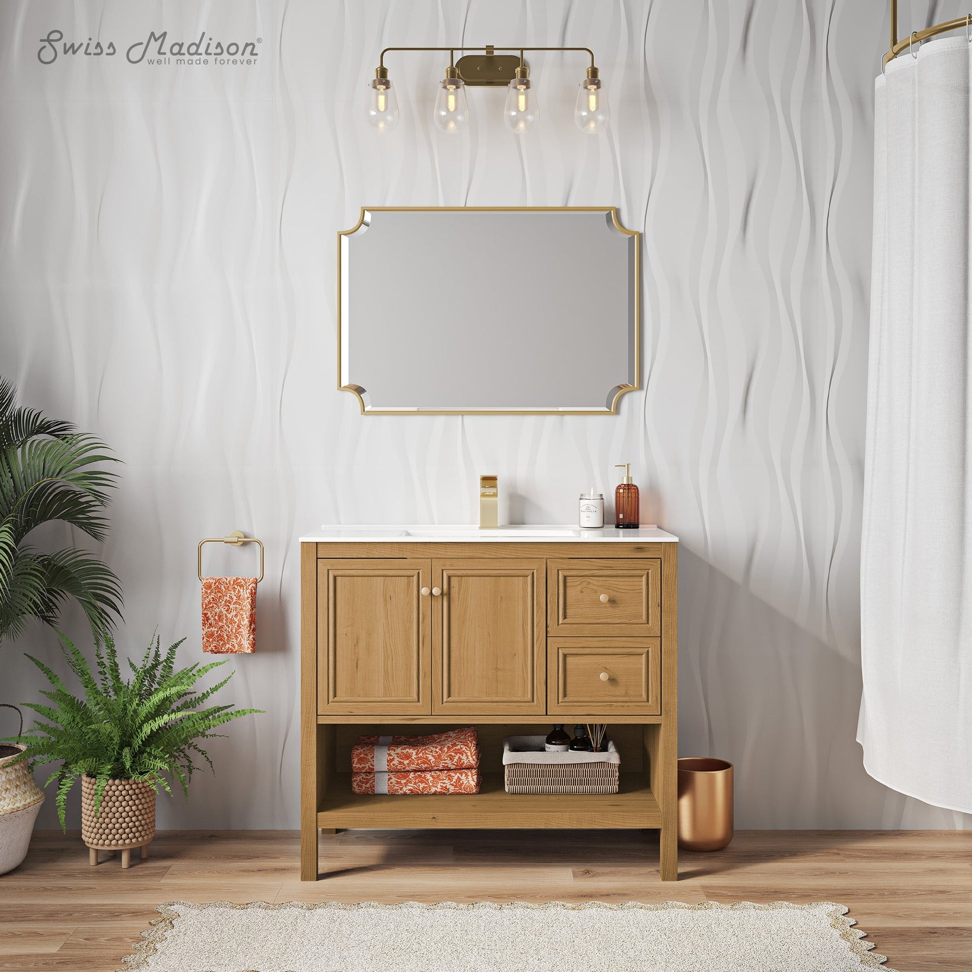Golden Oak / White / 1-Hole