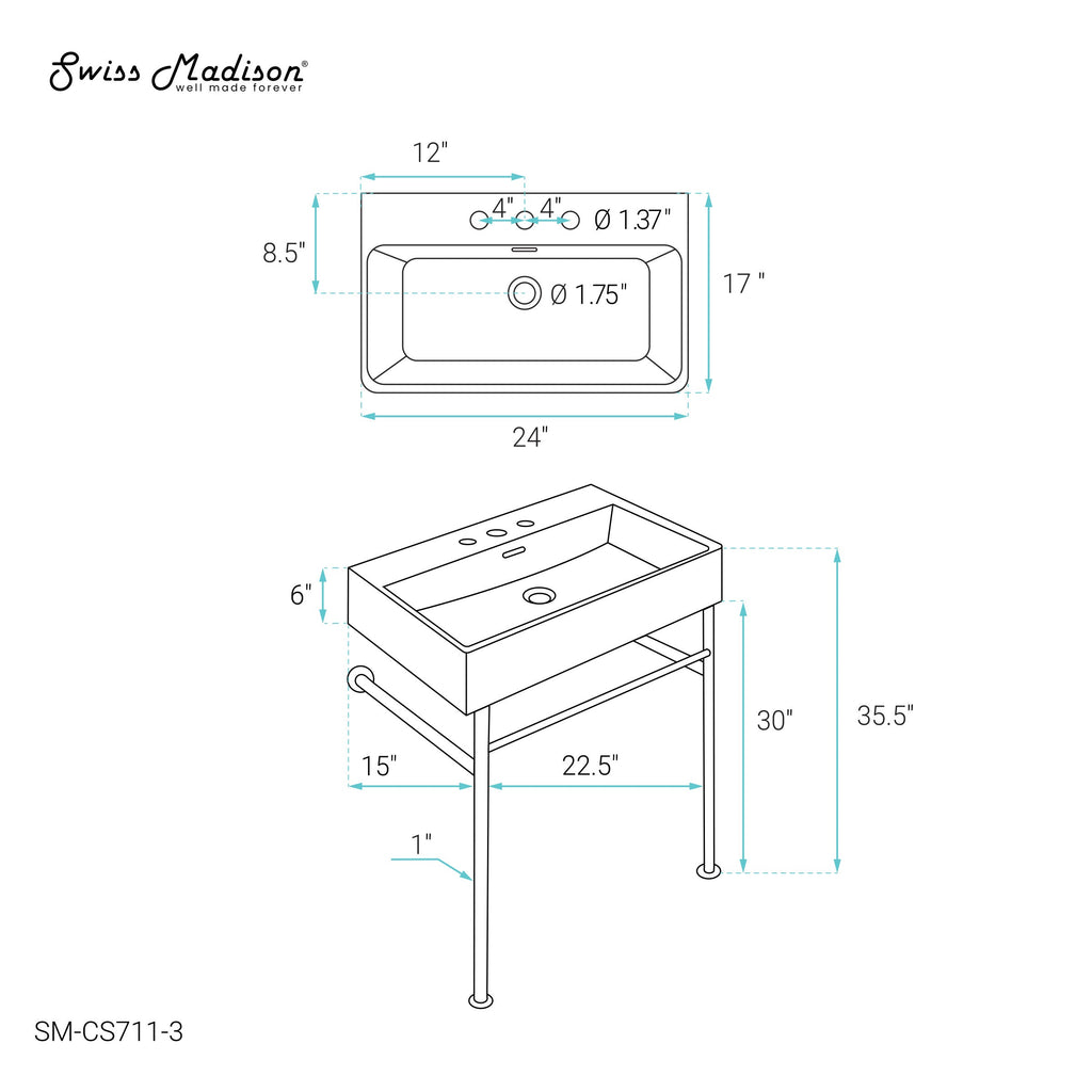 Chrome / White / 3-Hole