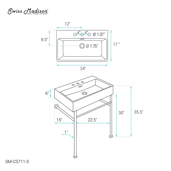 Chrome / White / 3-Hole