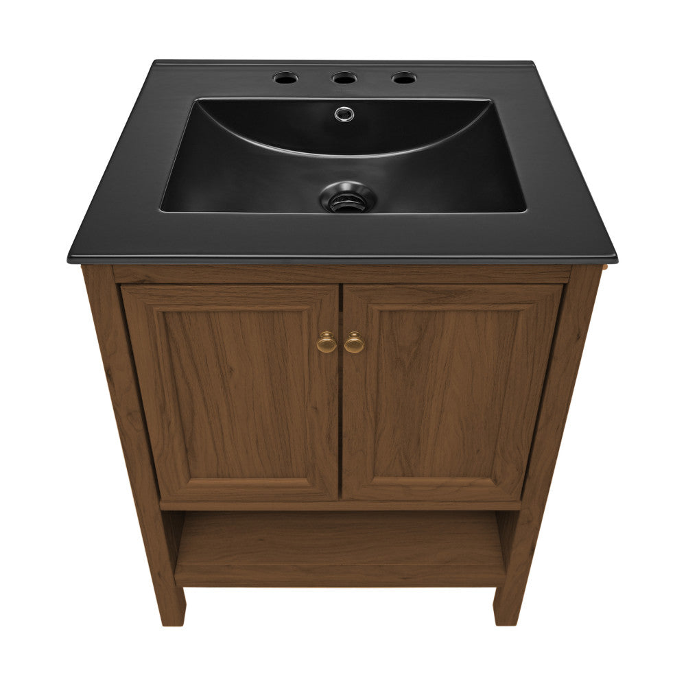 Brown Oak / Black / 3-Hole Wide