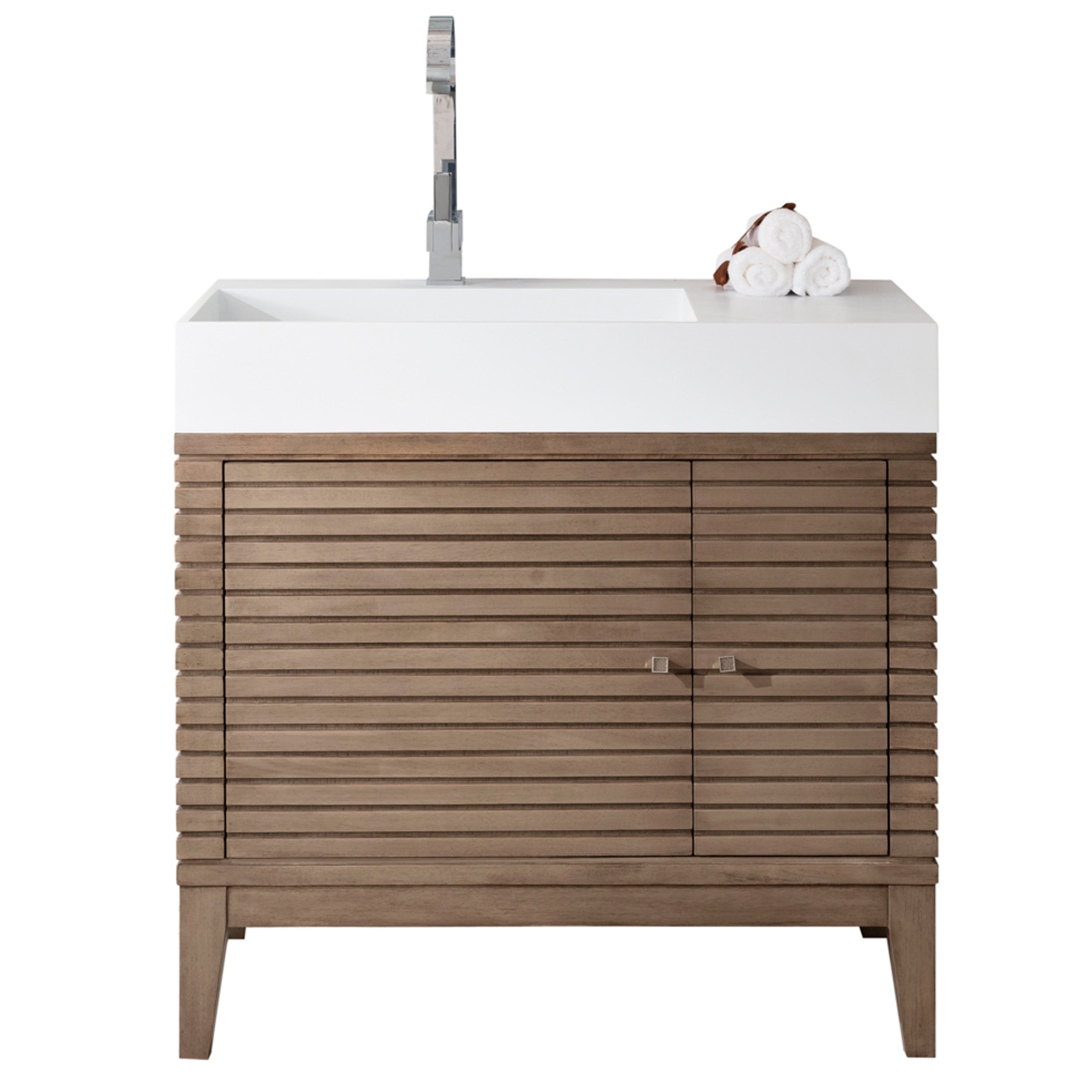 Whitewashed Walnut / Glossy White - 1 Faucet Hole