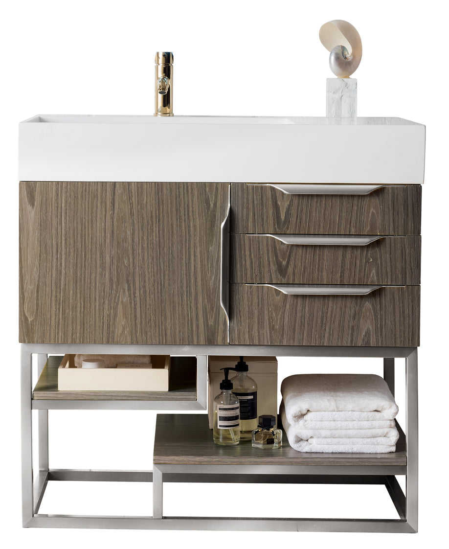 Ash Gray / Brushed Nickel / Glossy White - 1 Faucet Hole