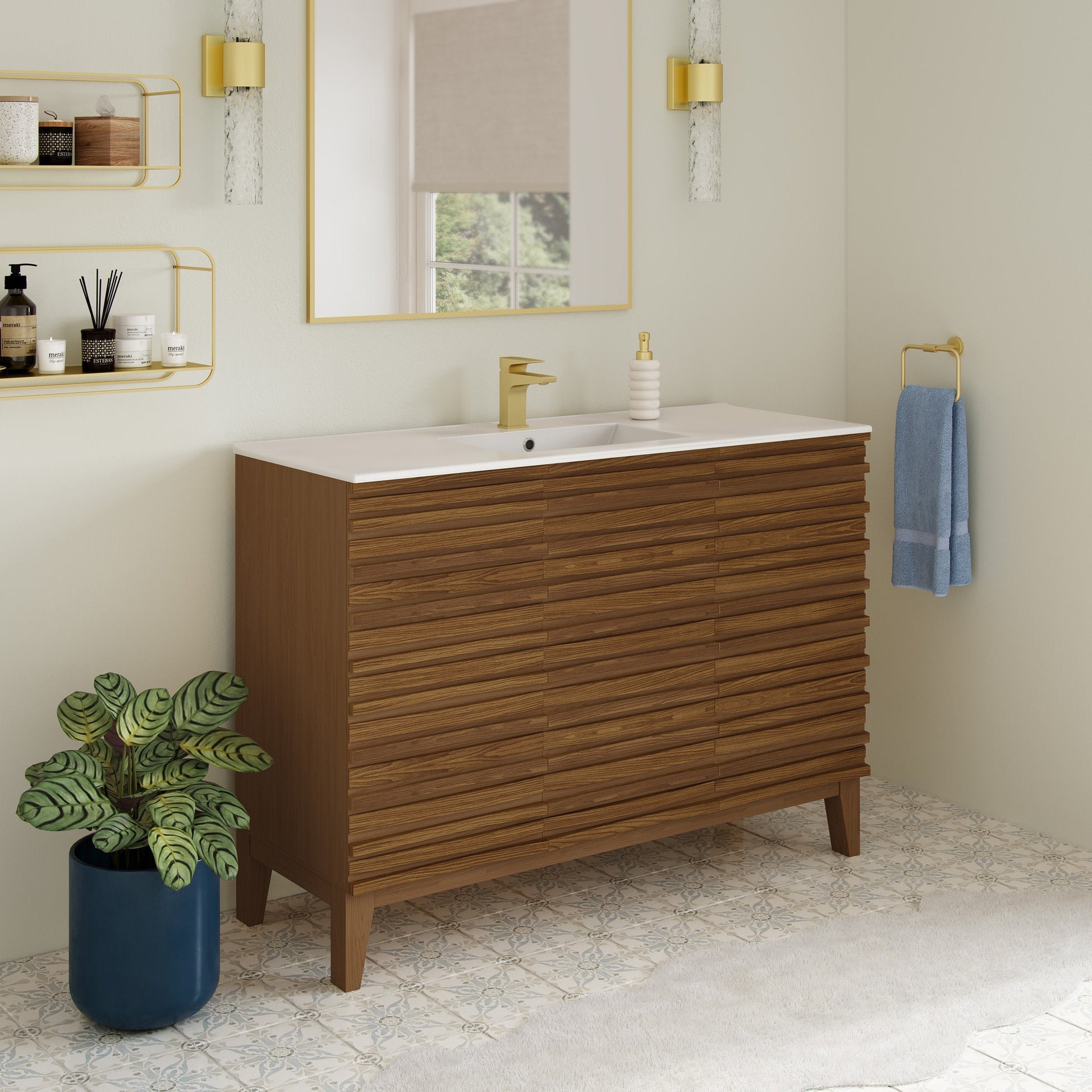 Brown Oak / Glossy White / 1-Hole