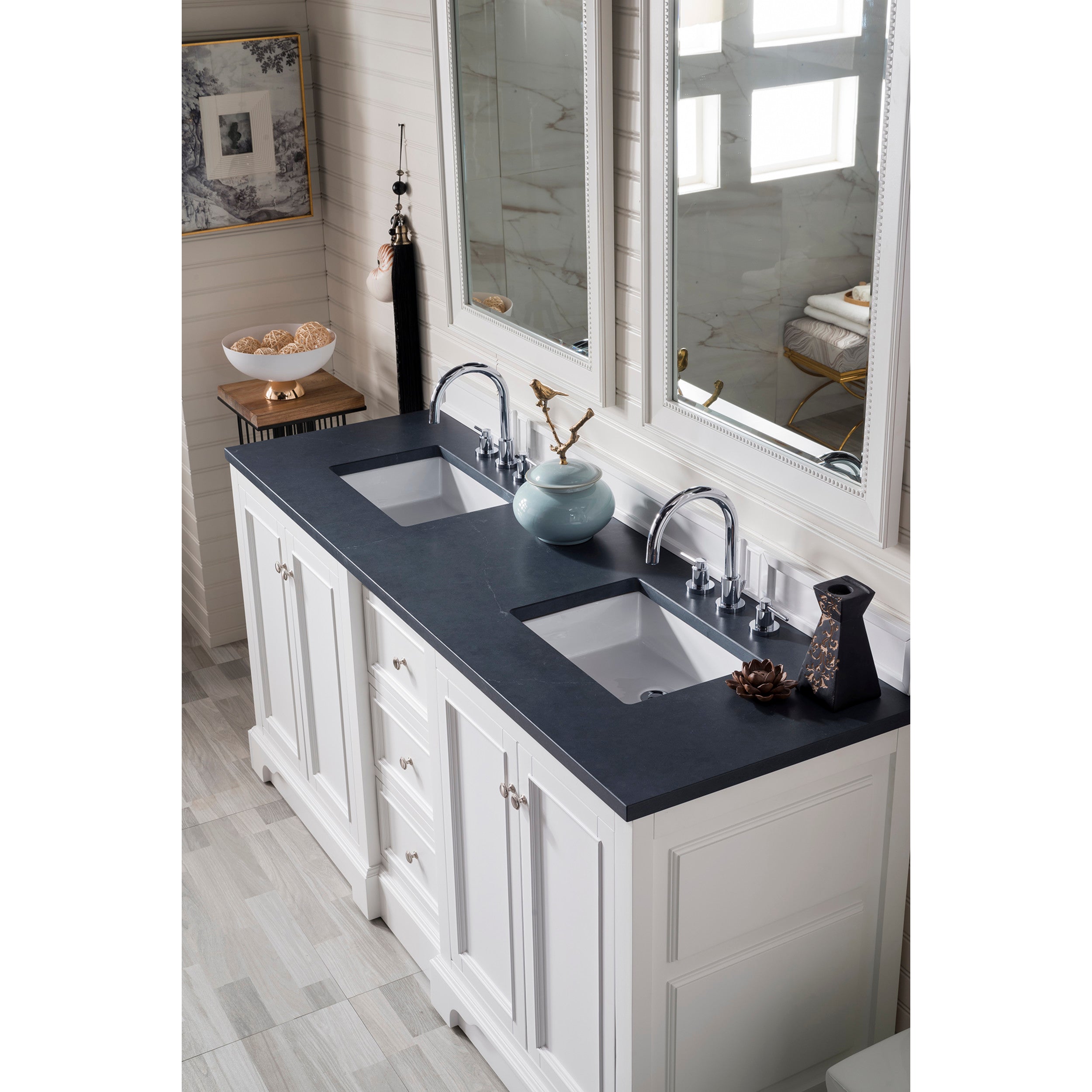 Bright White / Charcoal Soapstone - 3 Faucet Holes