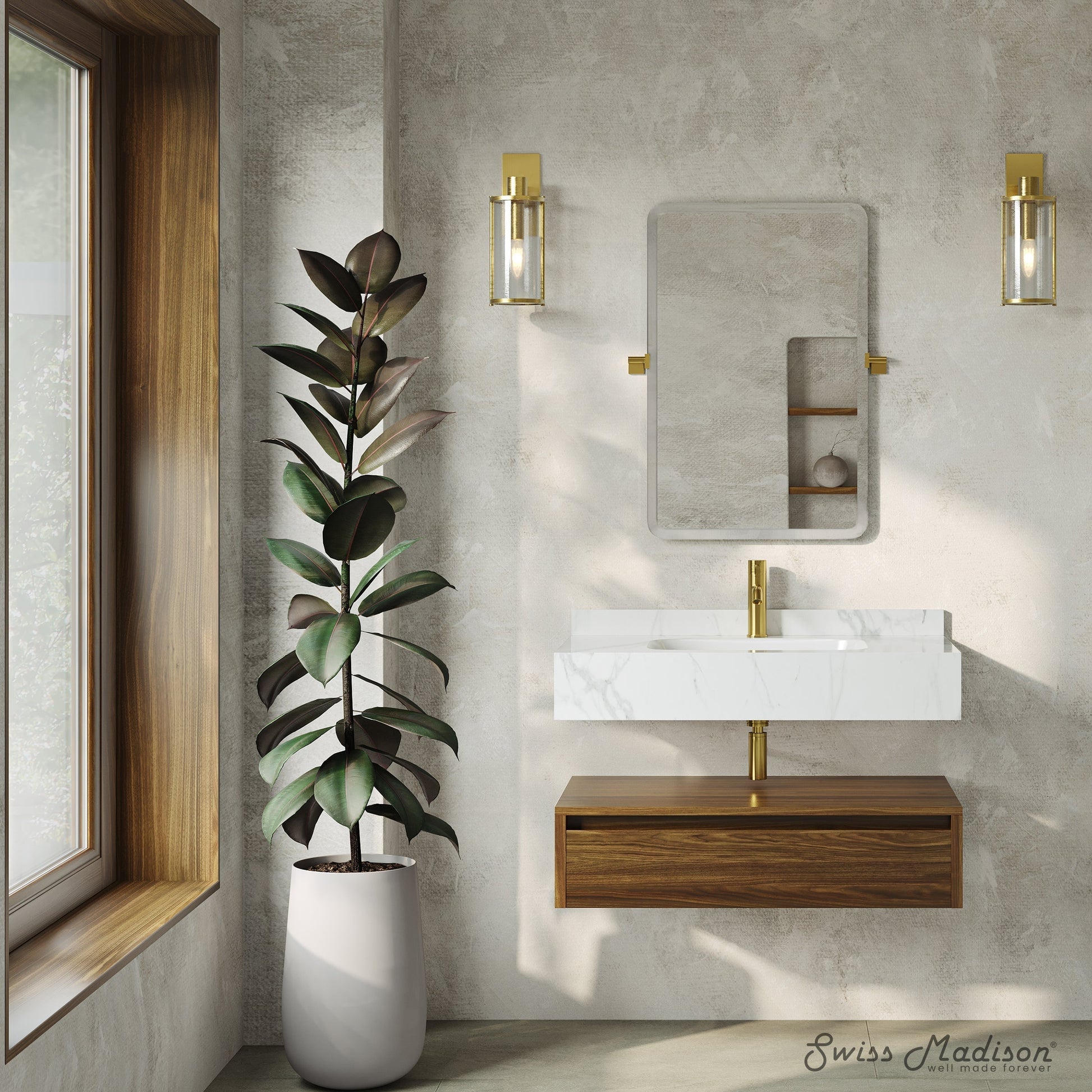 Brown Oak / White Marble