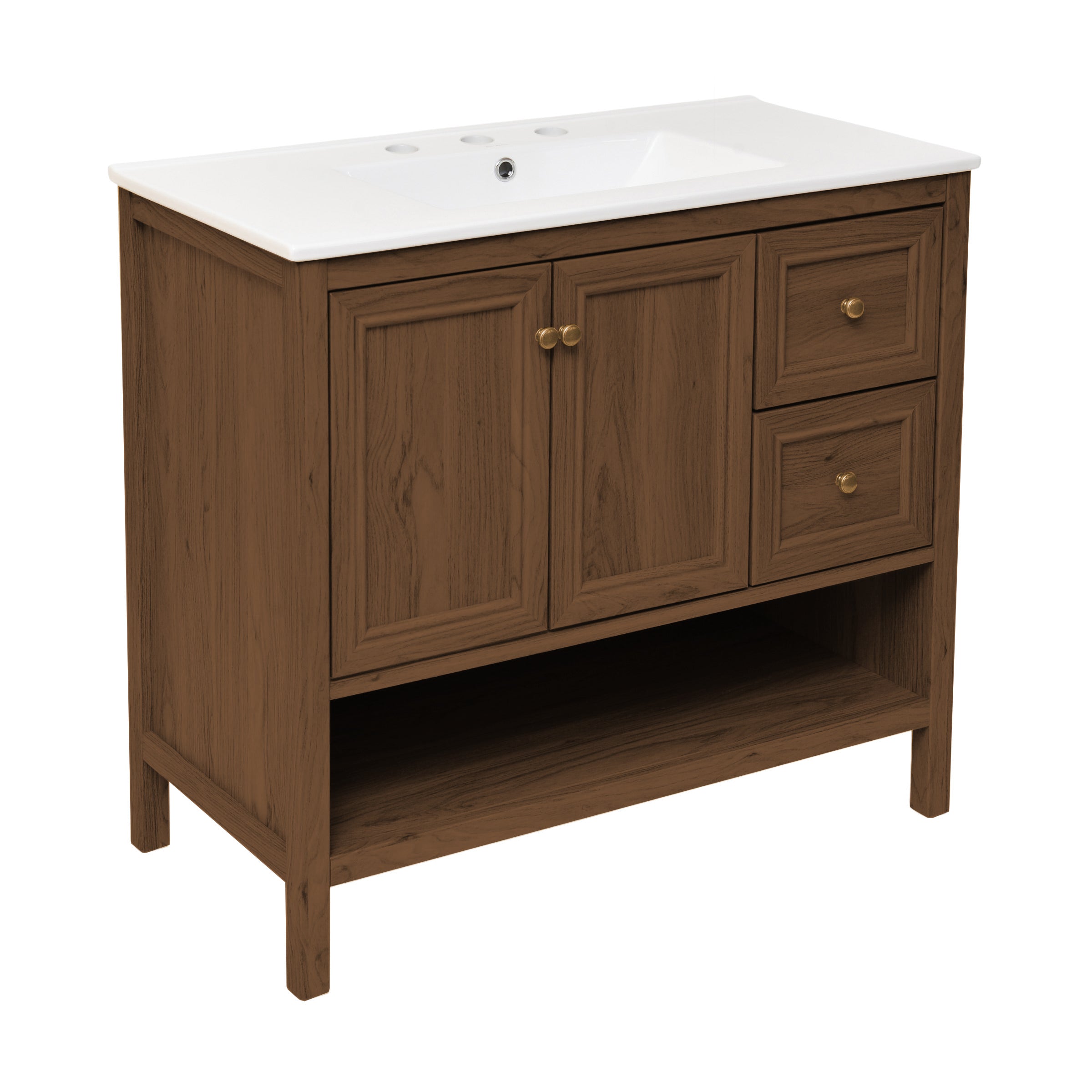 Brown Oak / White / 3-Hole