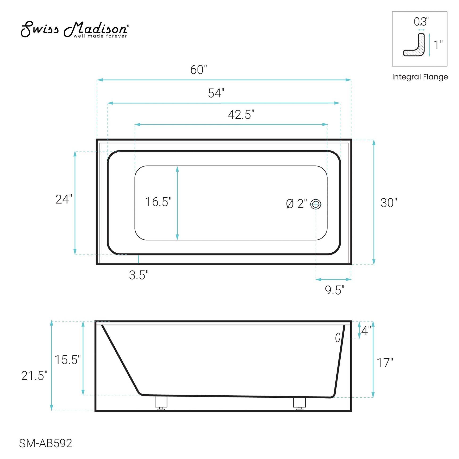 Glossy White / Alcove - Apron / Right