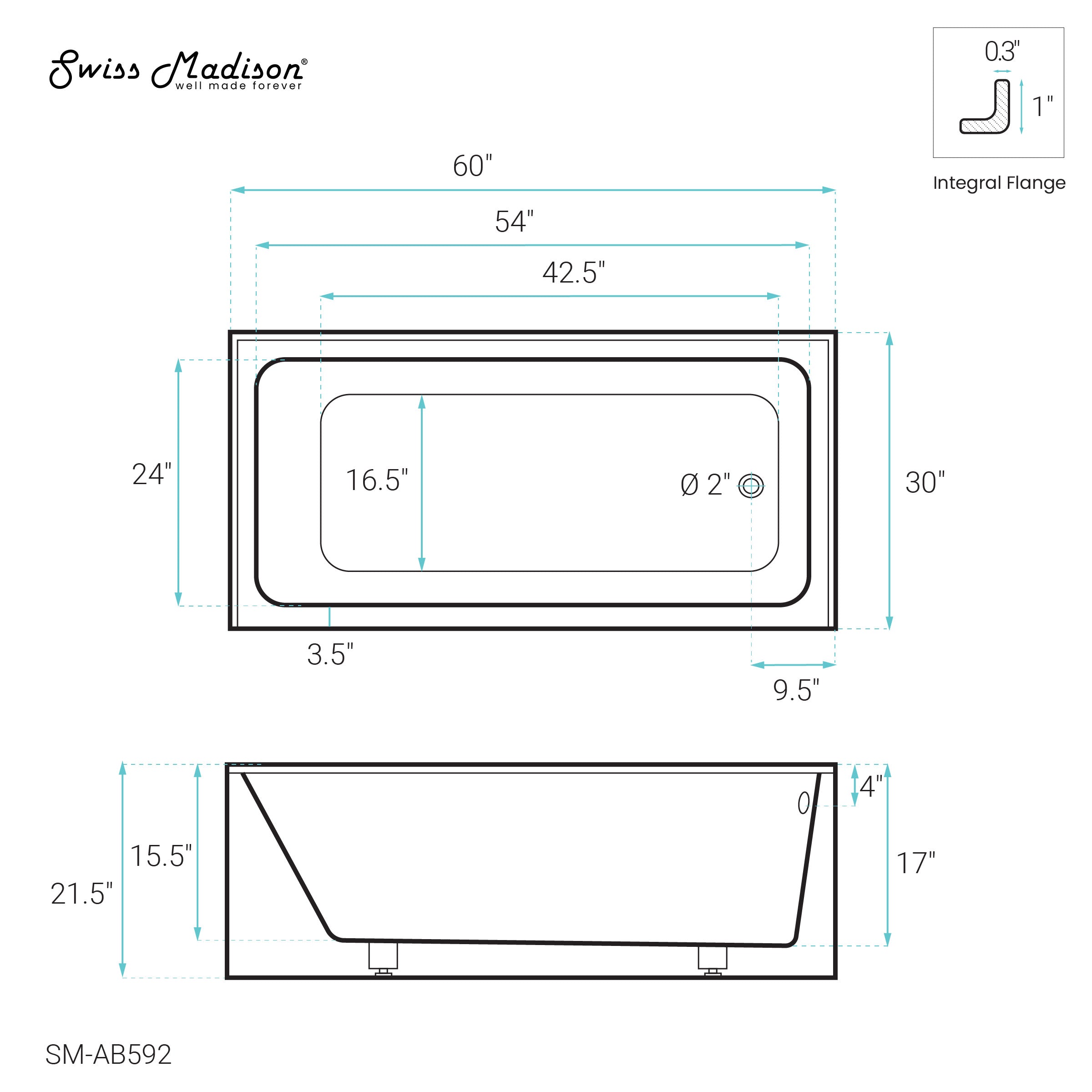 Glossy White / Alcove - Apron / Right