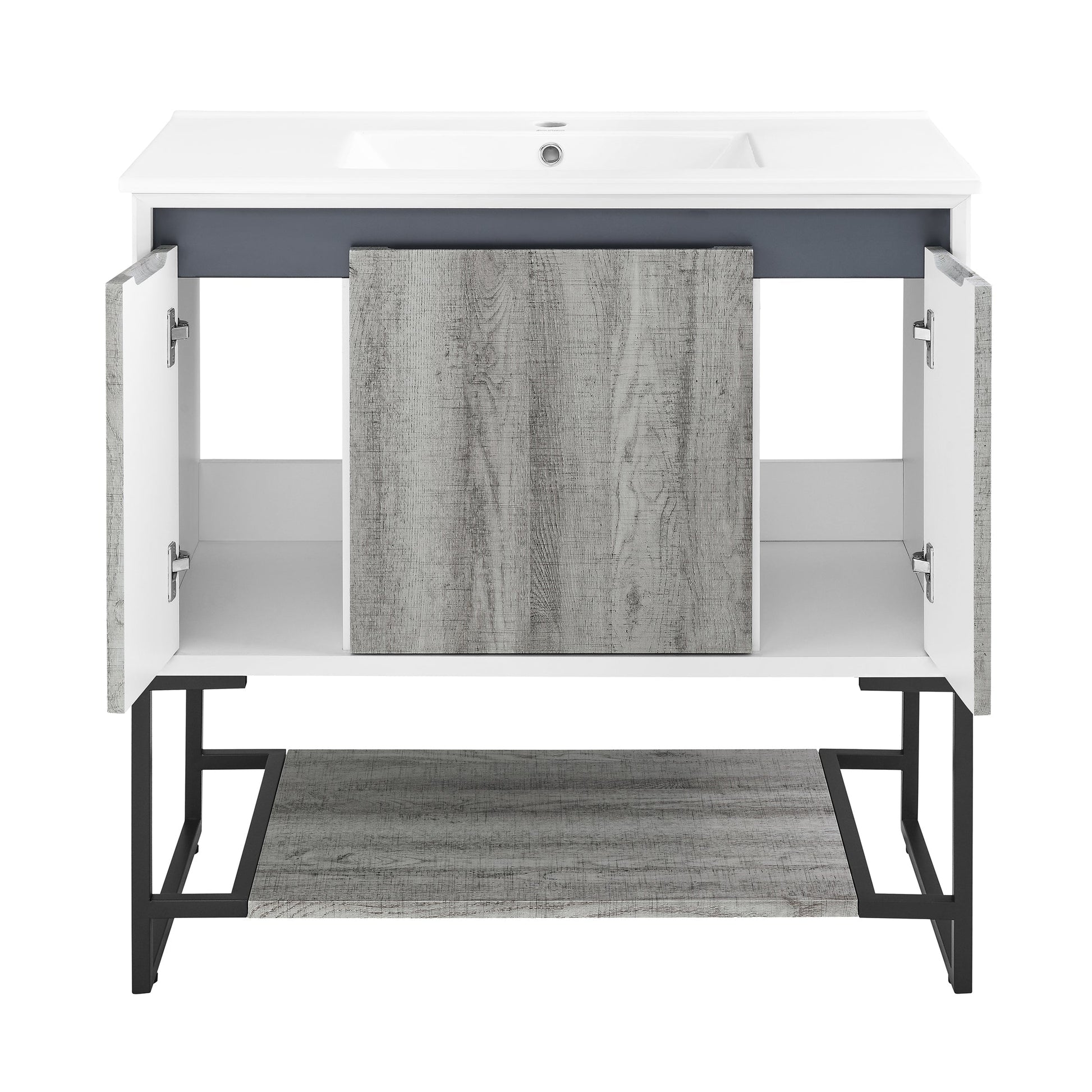 Gray Oak / White / 1-Hole