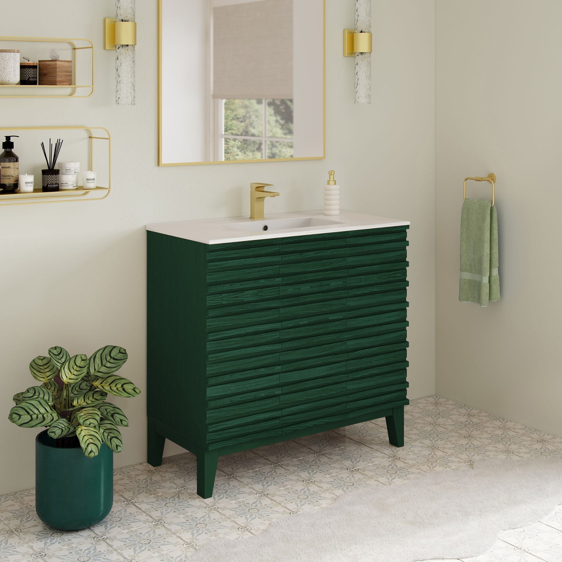 Green Oak / White / 1-Hole