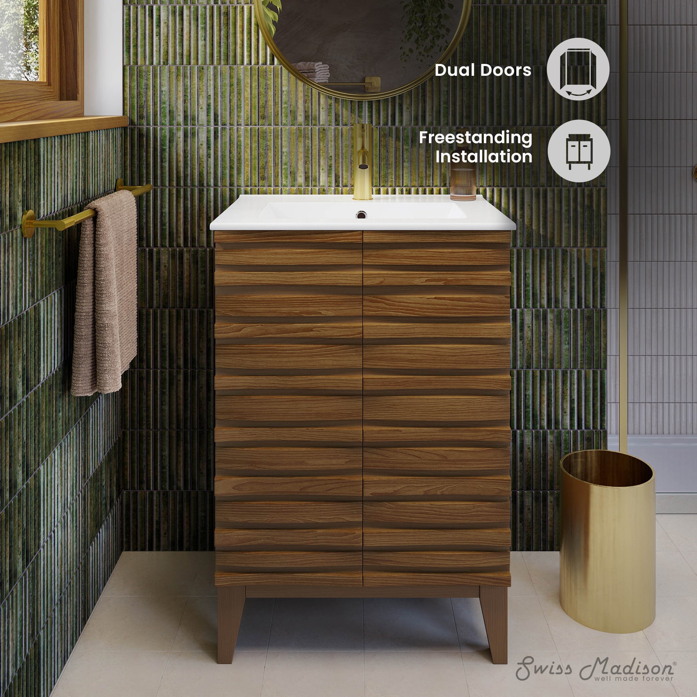 Brown Oak / White / 1-Hole