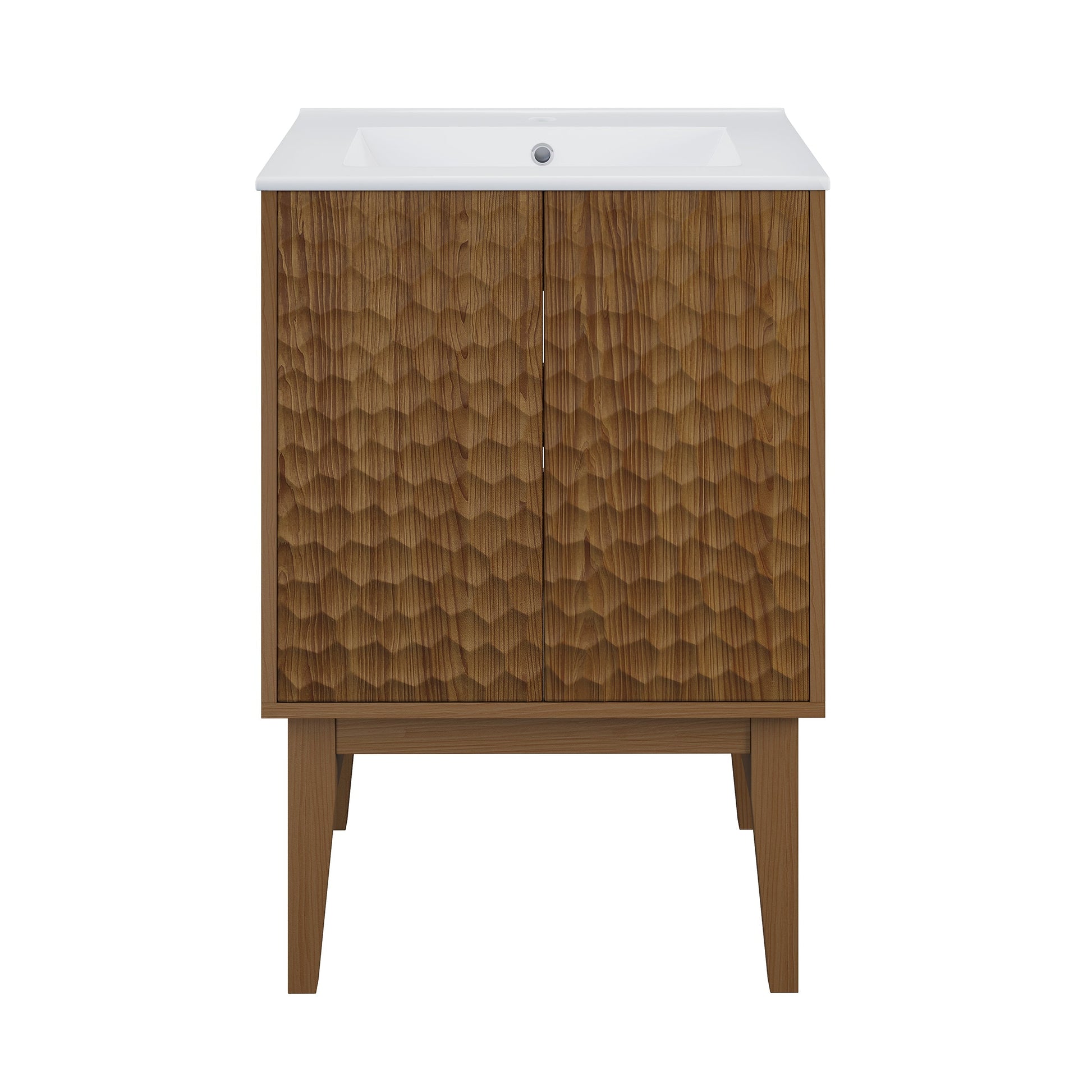 Brown Oak / White / 1-Hole