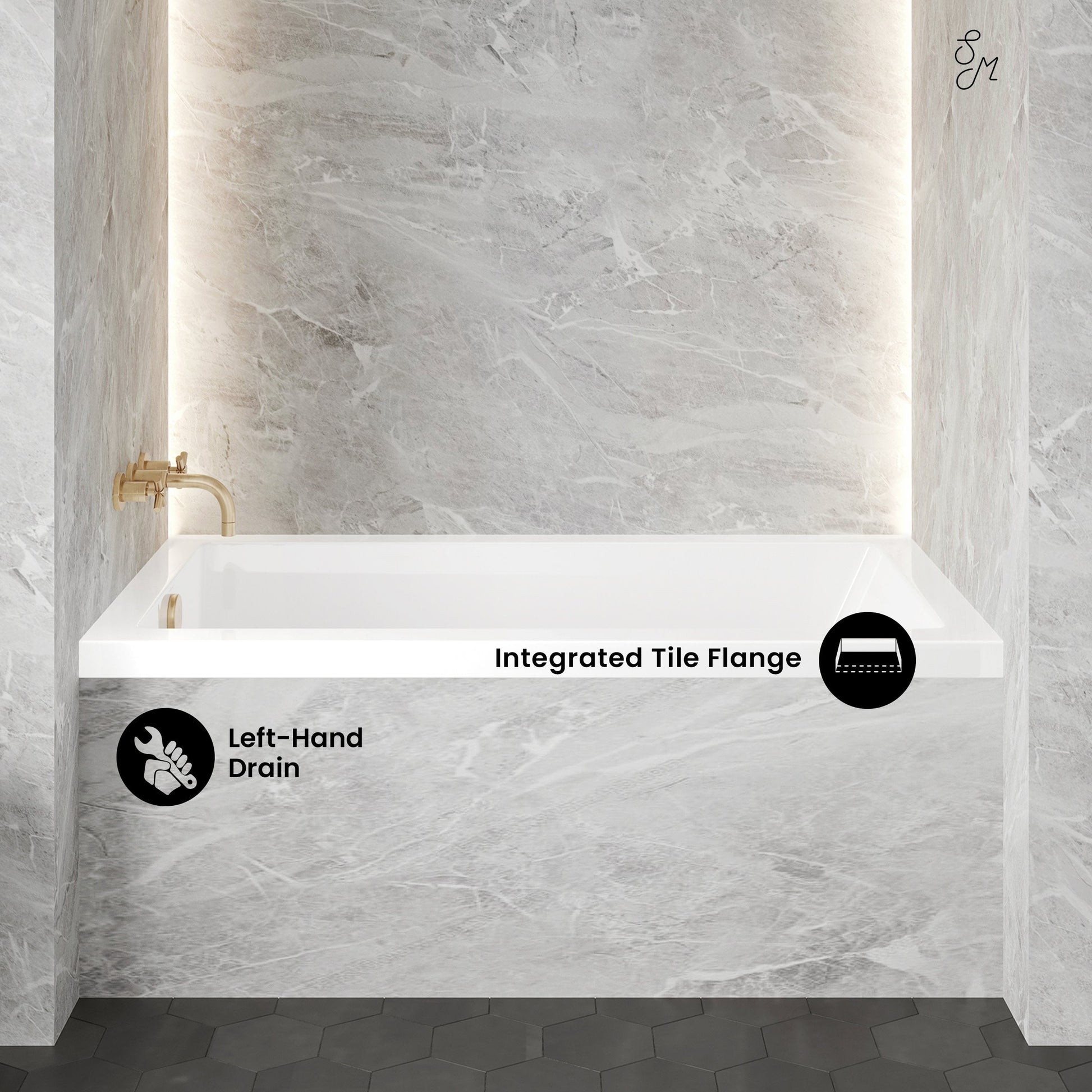 Glossy White / Left / Alcove - No Apron