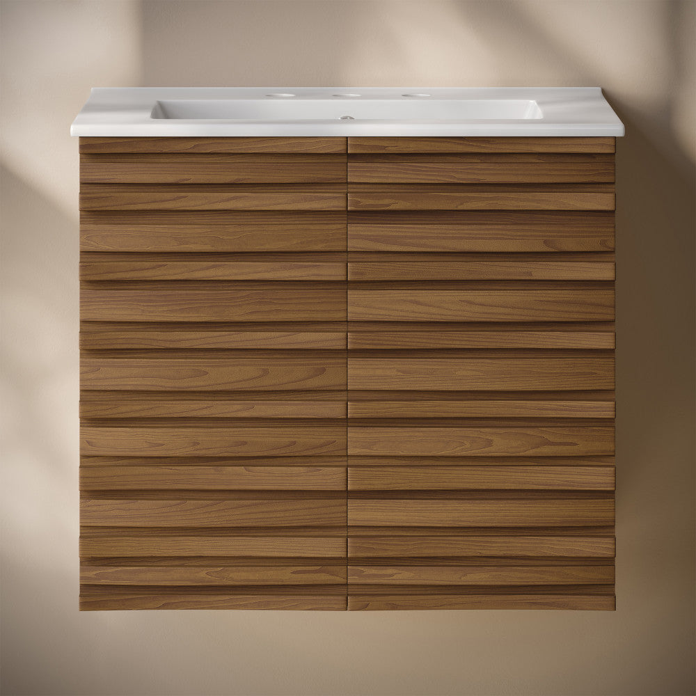 Brown Oak / White / 3-Hole Wide
