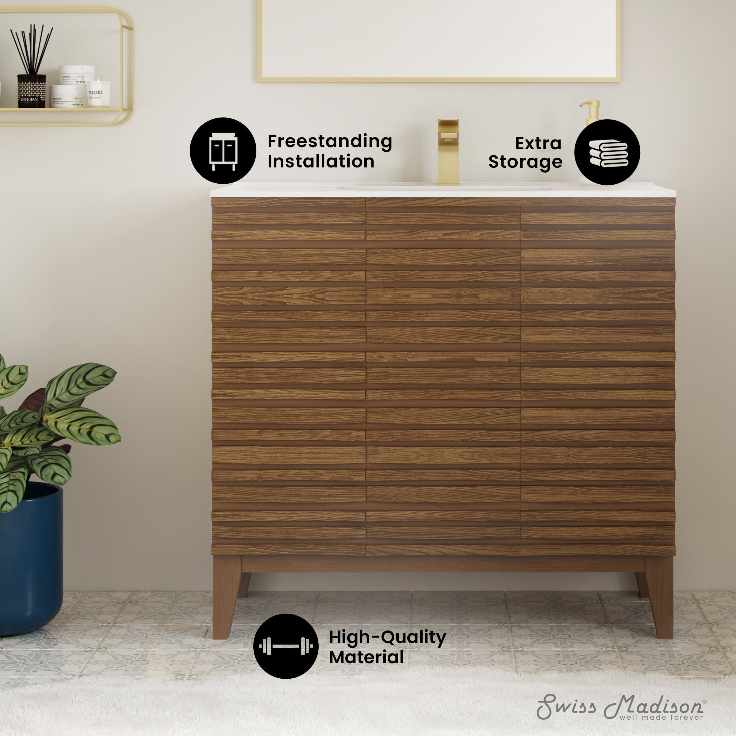 Brown Oak / White / 1-Hole