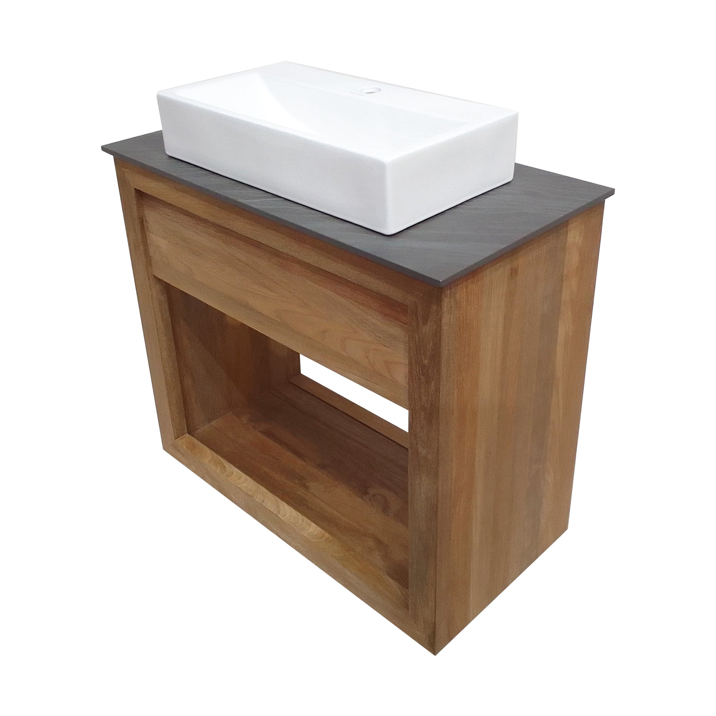 Brown Oak / White / 1-Hole