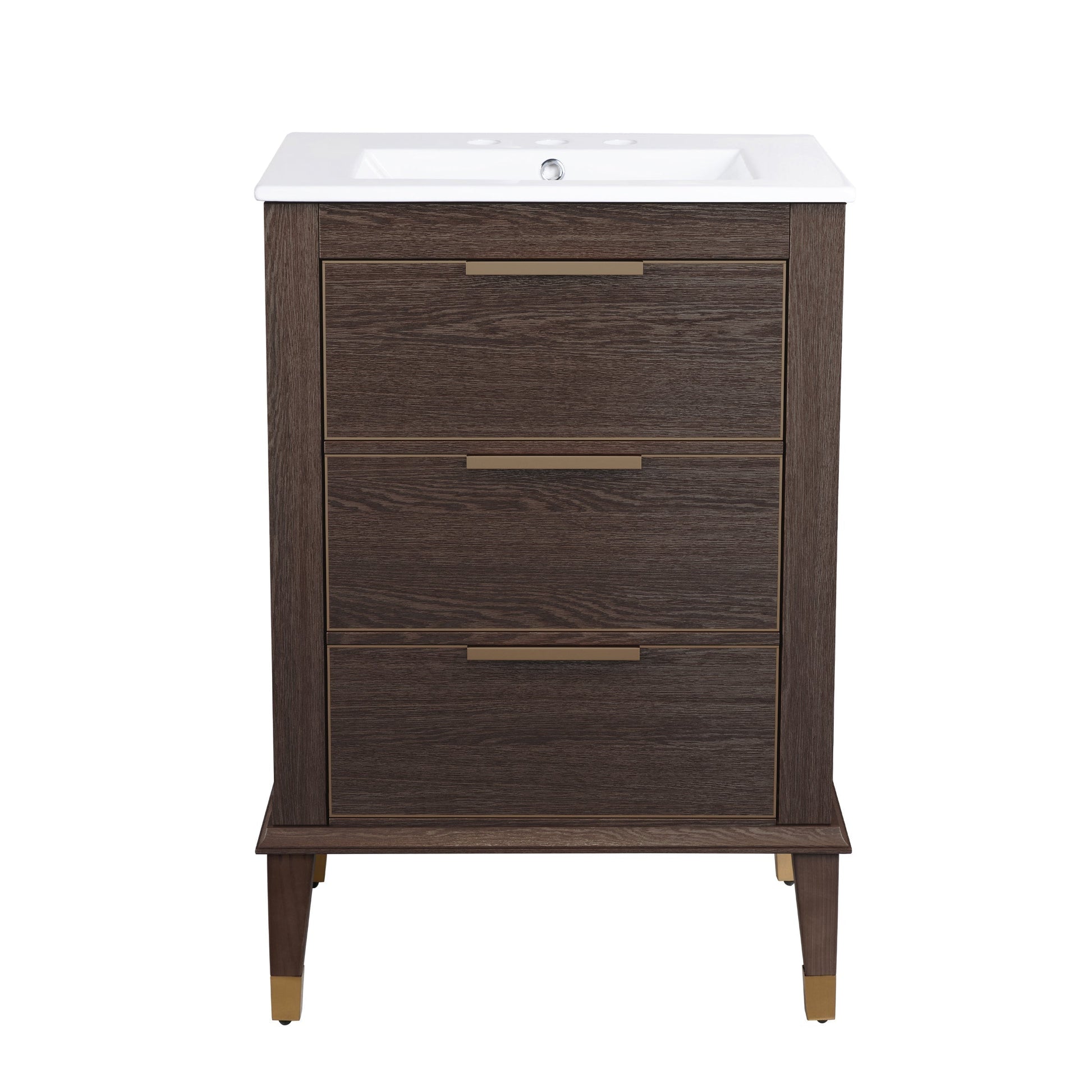 Brown Oak / White / 3-Hole