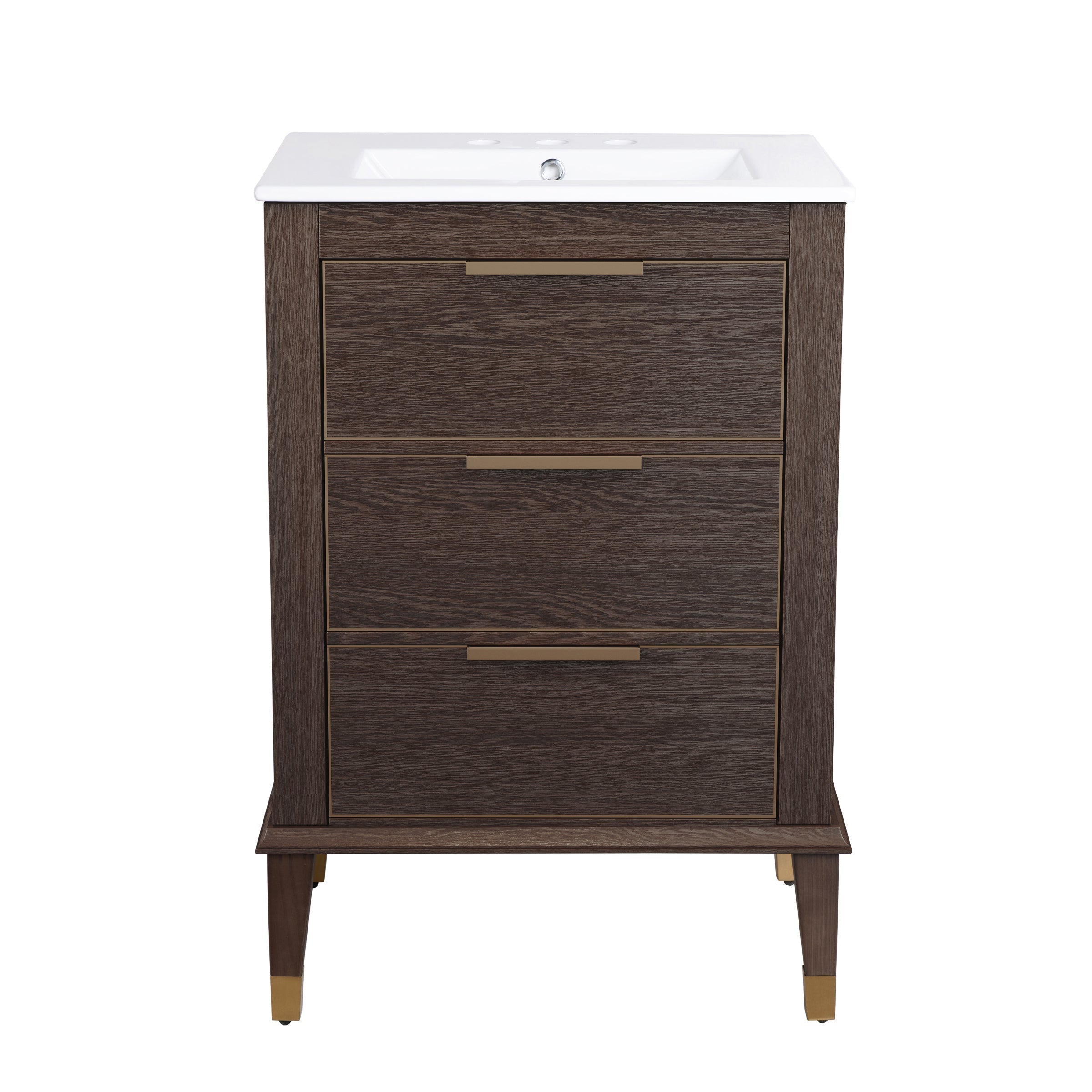 Brown Oak / White / 3-Hole