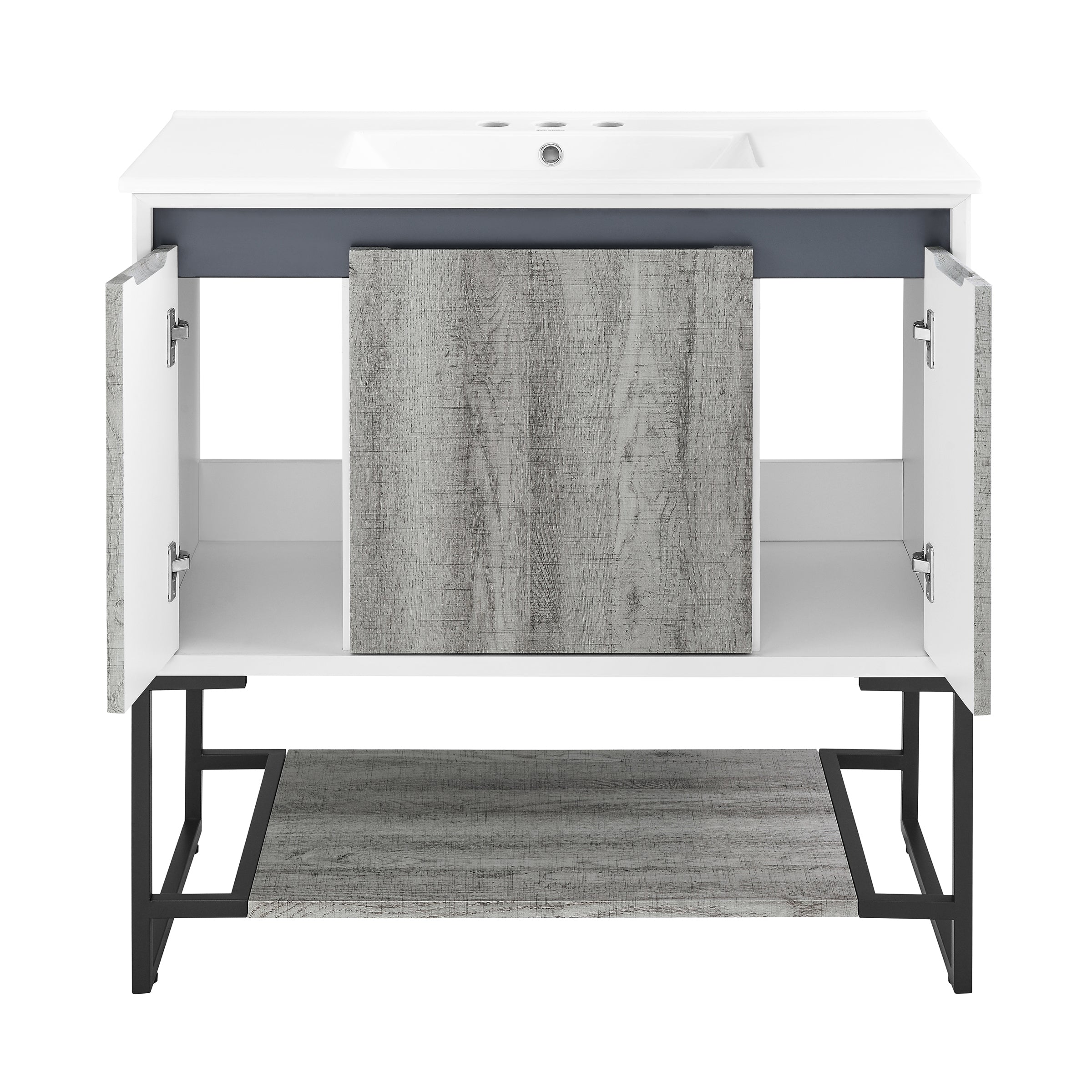 Gray Oak / White / 3-Hole
