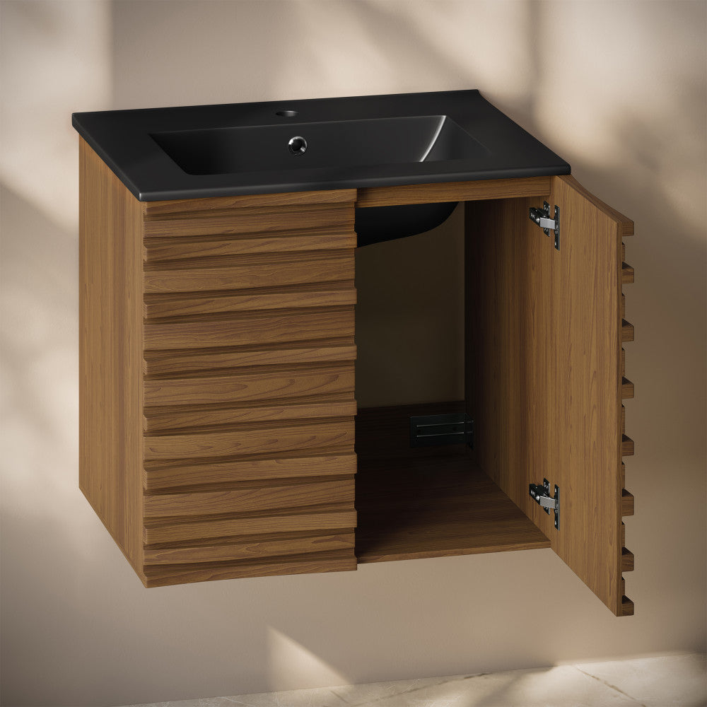 Brown Oak / Black / 1-Hole