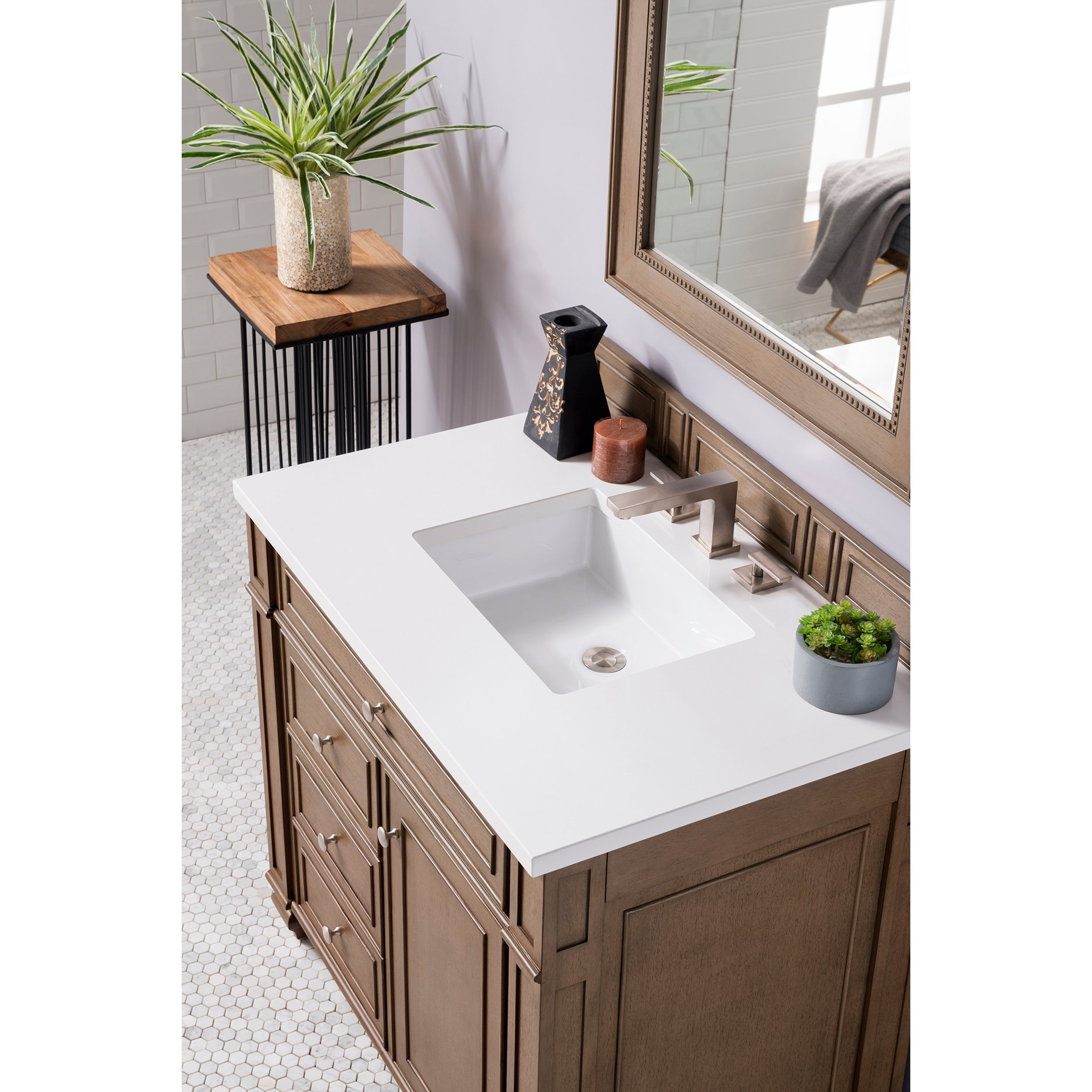 Whitewashed Walnut / White Zeus - 3 Faucet Holes