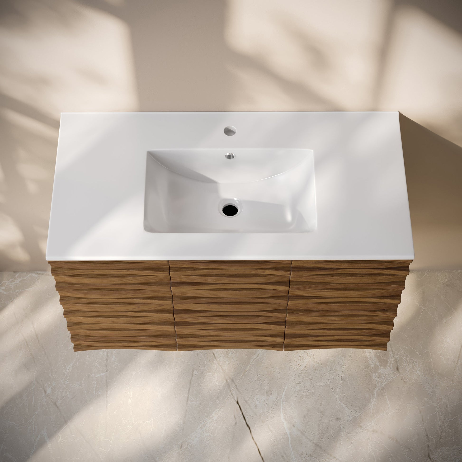 Brown Oak / White / 1-Hole