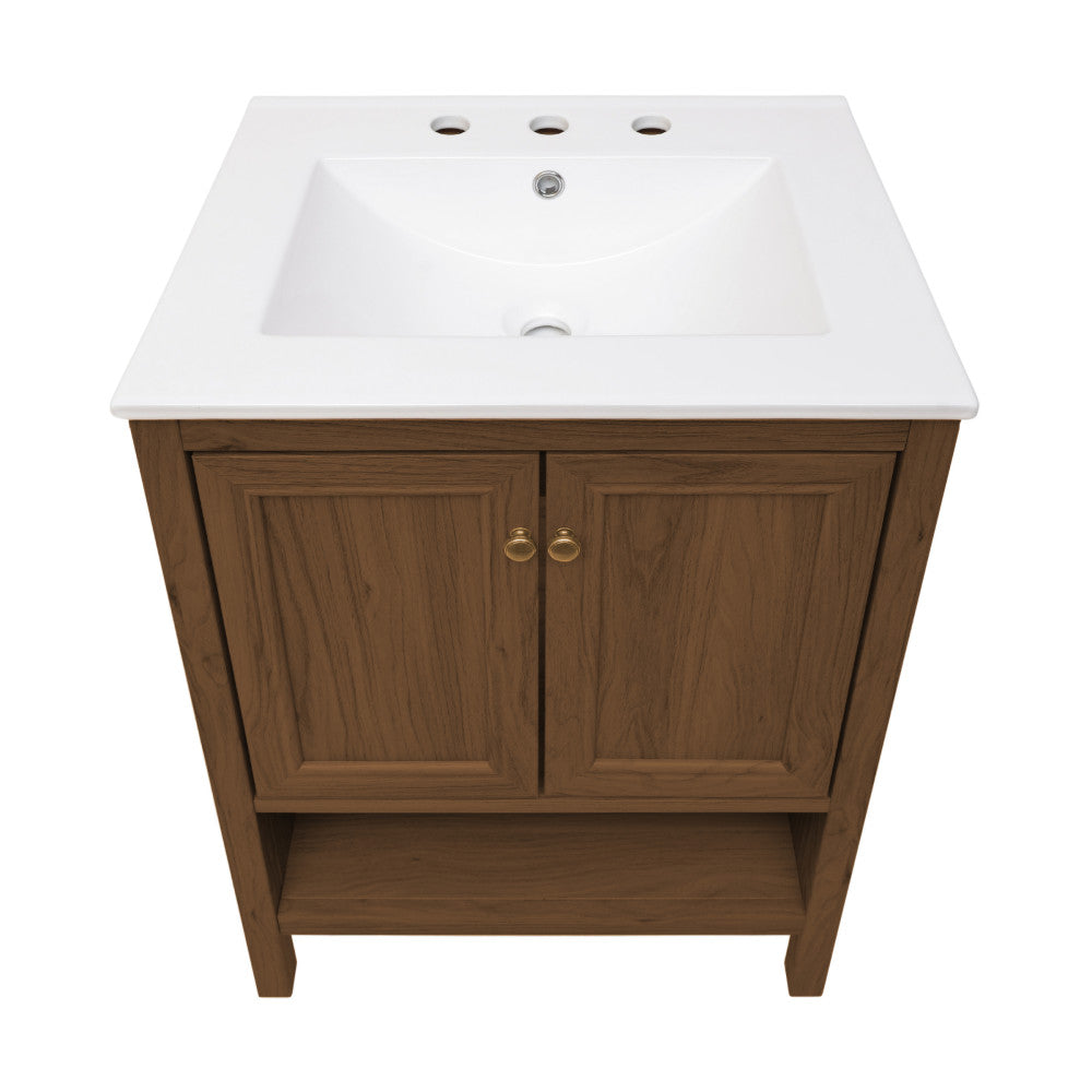 Brown Oak / White / 3-Hole Wide