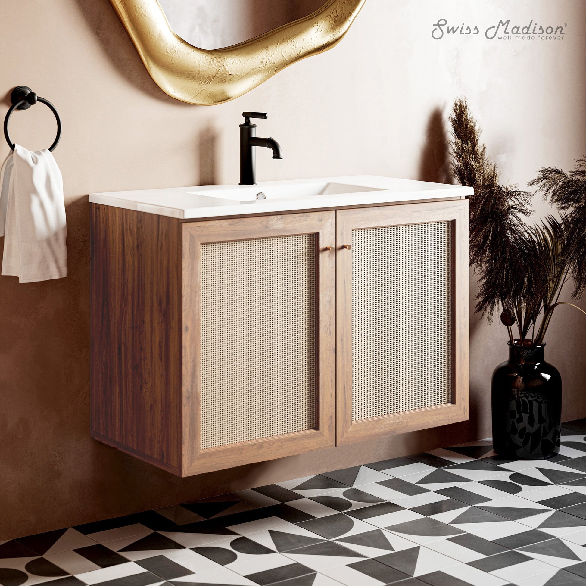 Golden Oak / White / 1-Hole