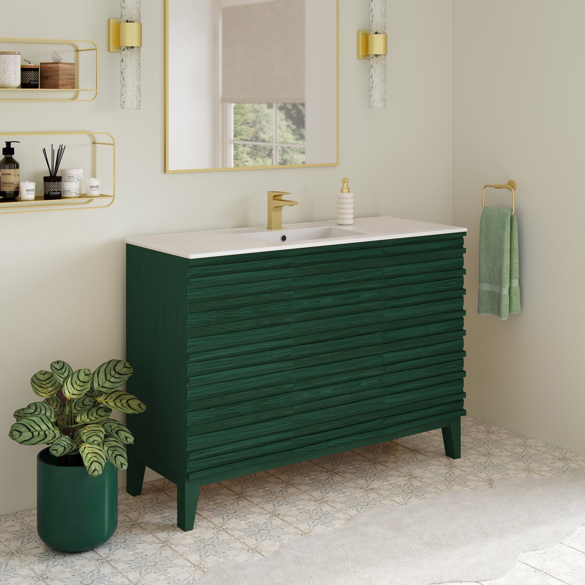 Green Oak / Glossy White / 1-Hole