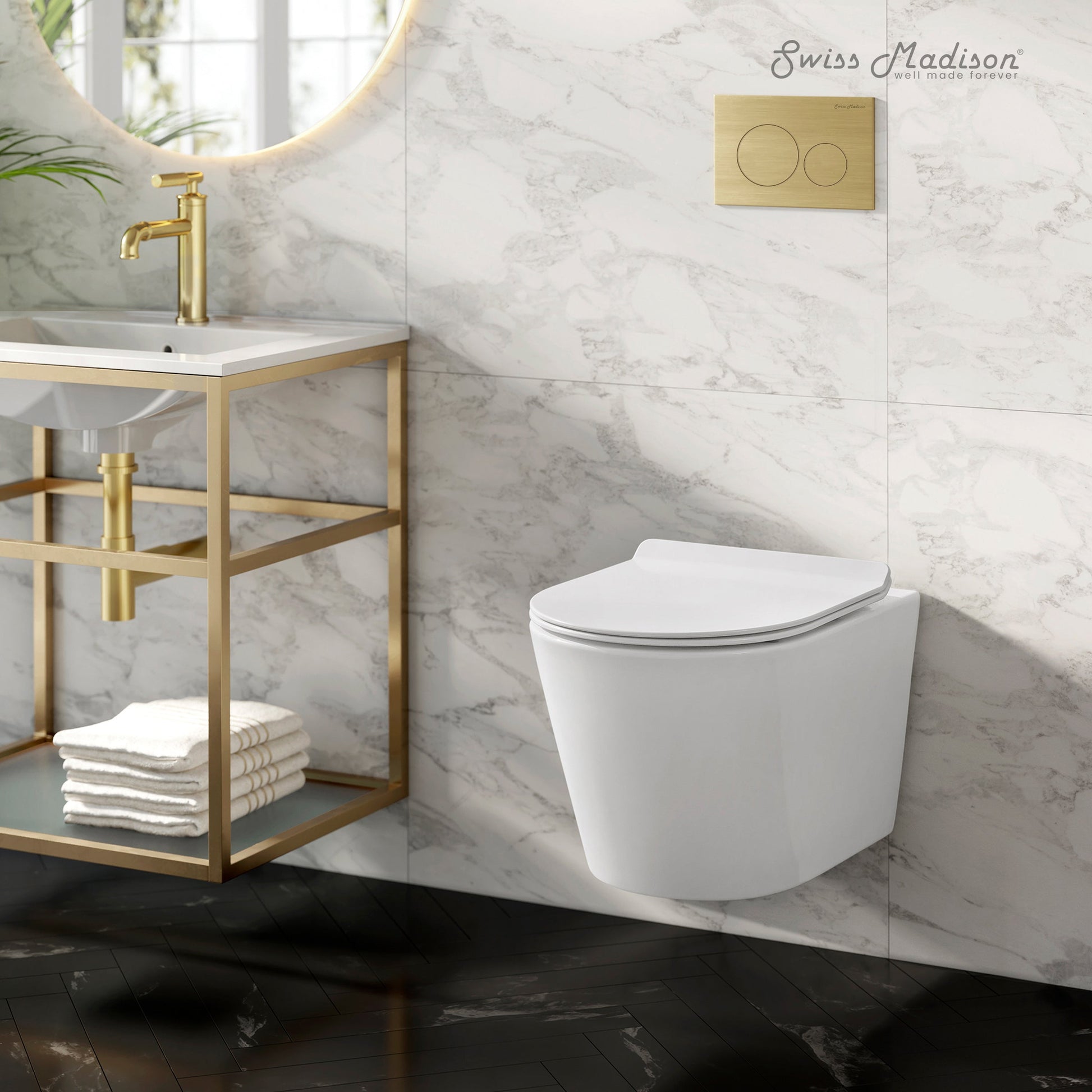 Glossy White / Brass