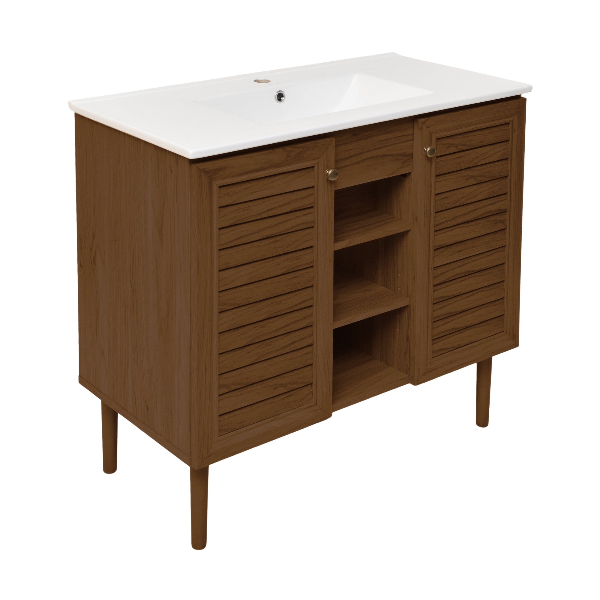 Brown Oak / White / 1-Hole