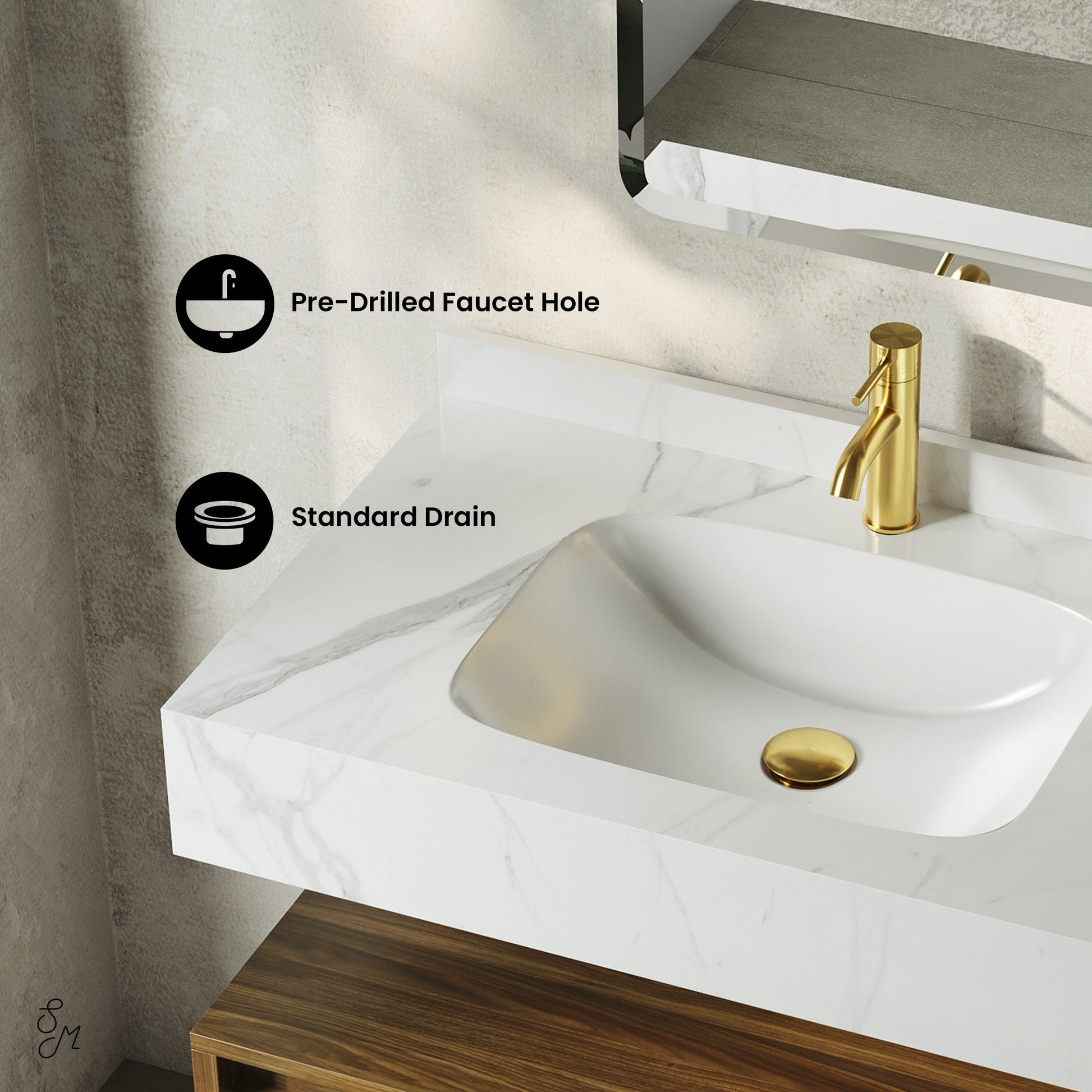 Brown Oak / White Marble