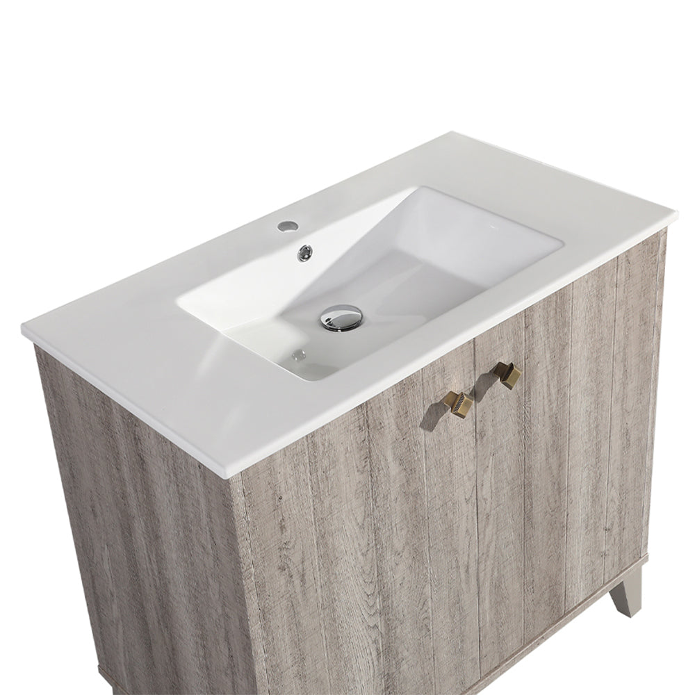 Gray Oak / White / 1-Hole