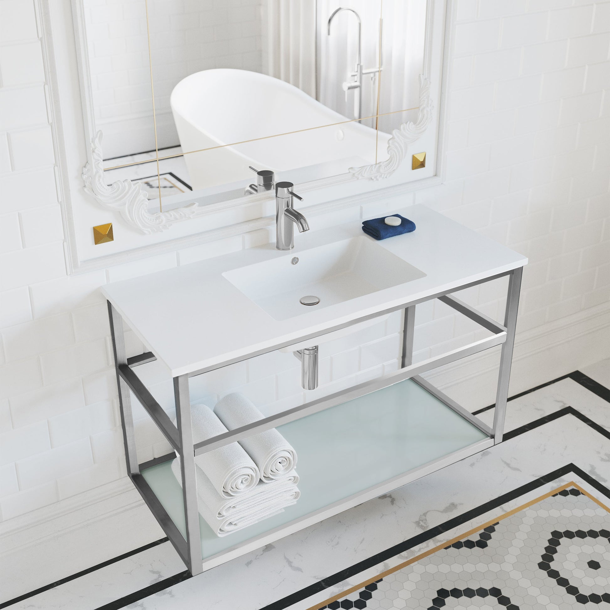 Chrome / White / 1-Hole