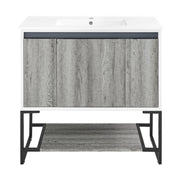 Gray Oak / White / 1-Hole