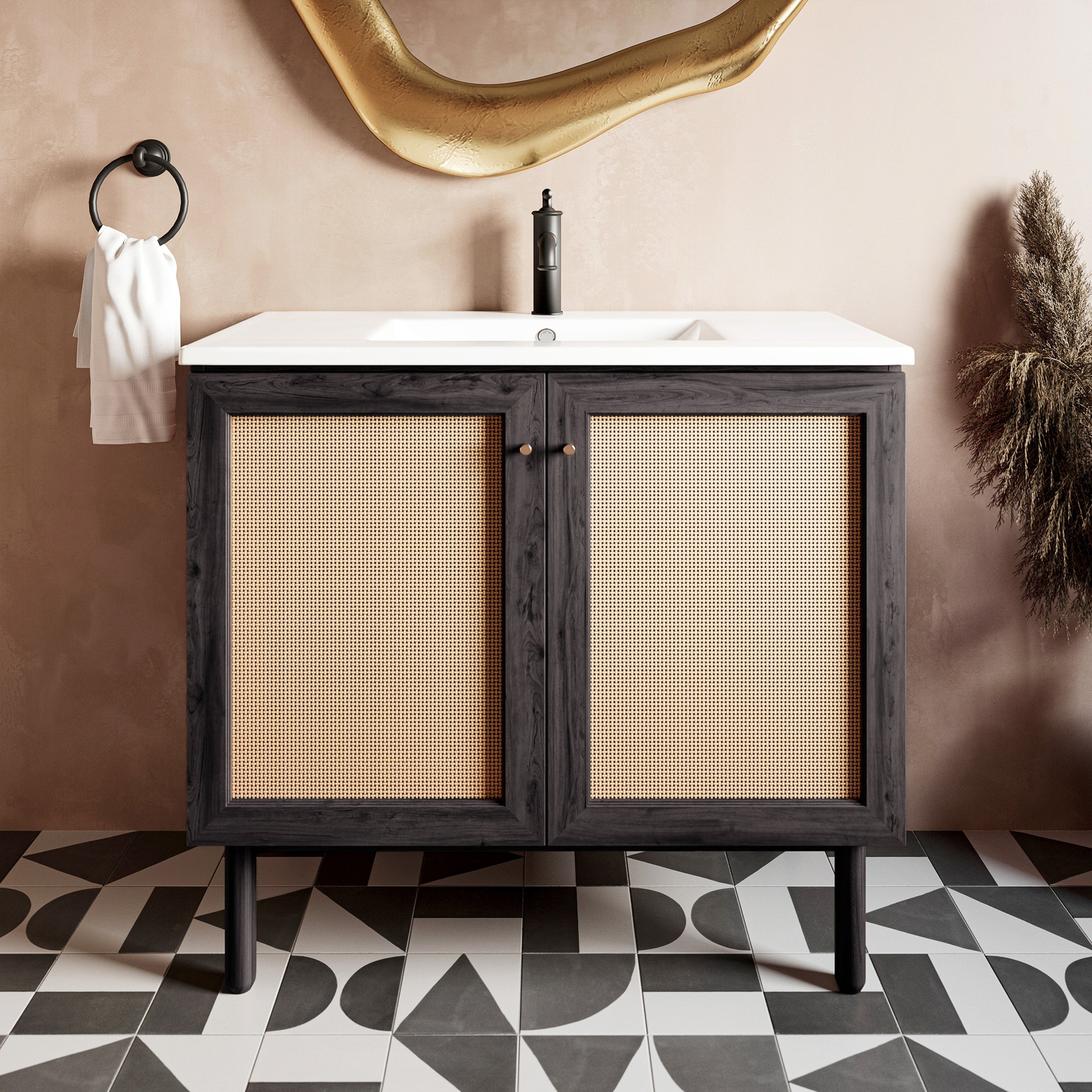Black Oak / White / 1-Hole