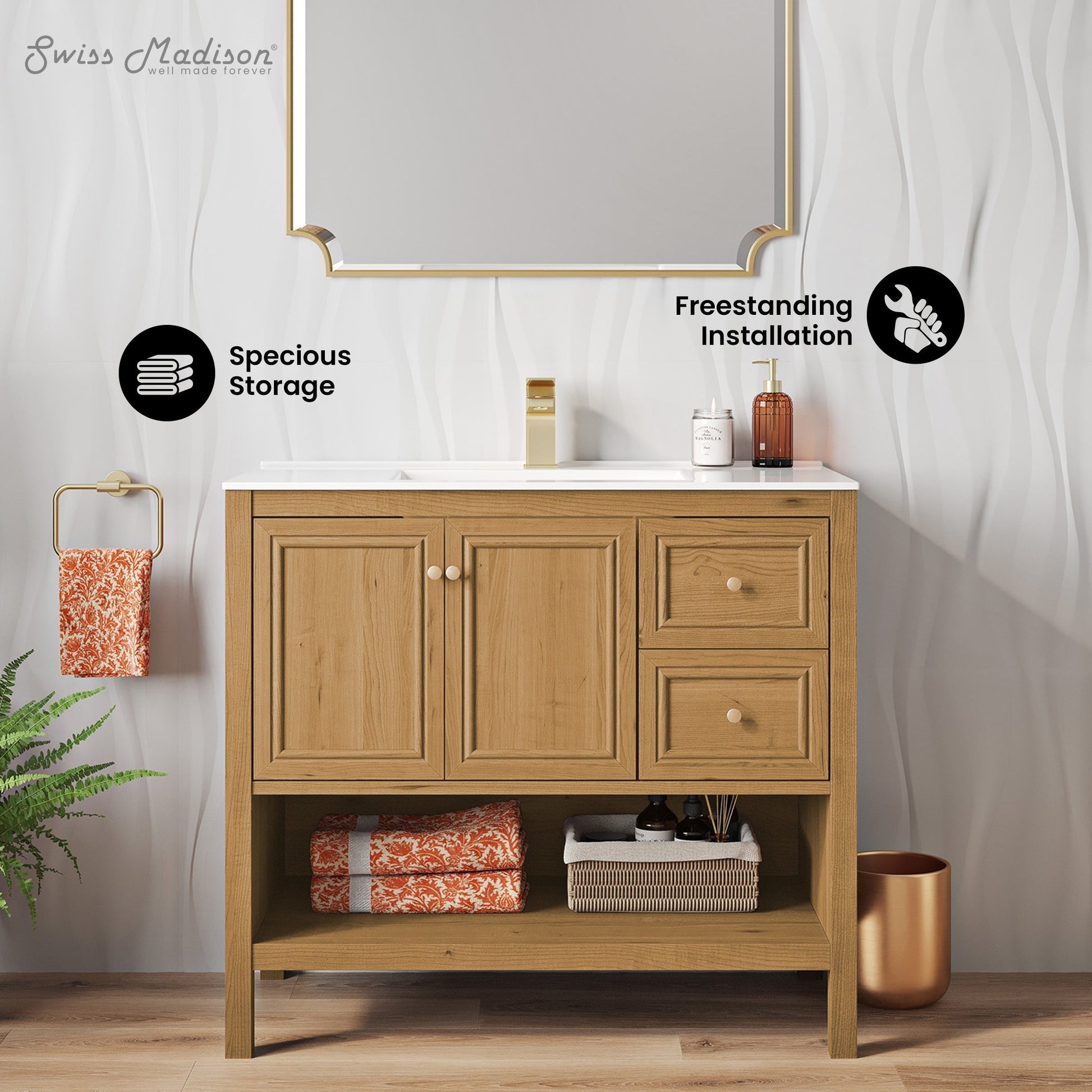 Golden Oak / White / 1-Hole