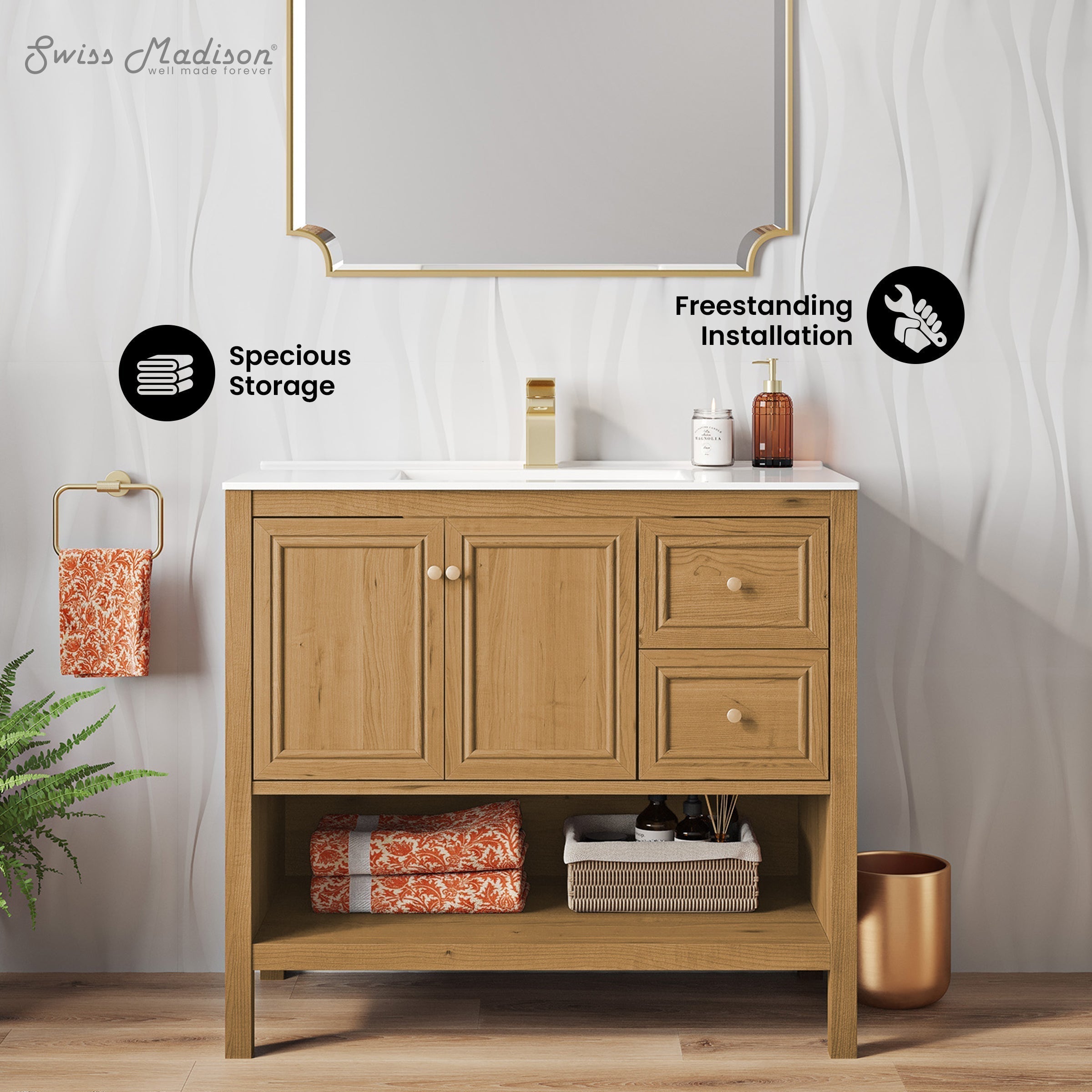 Golden Oak / White / 1-Hole
