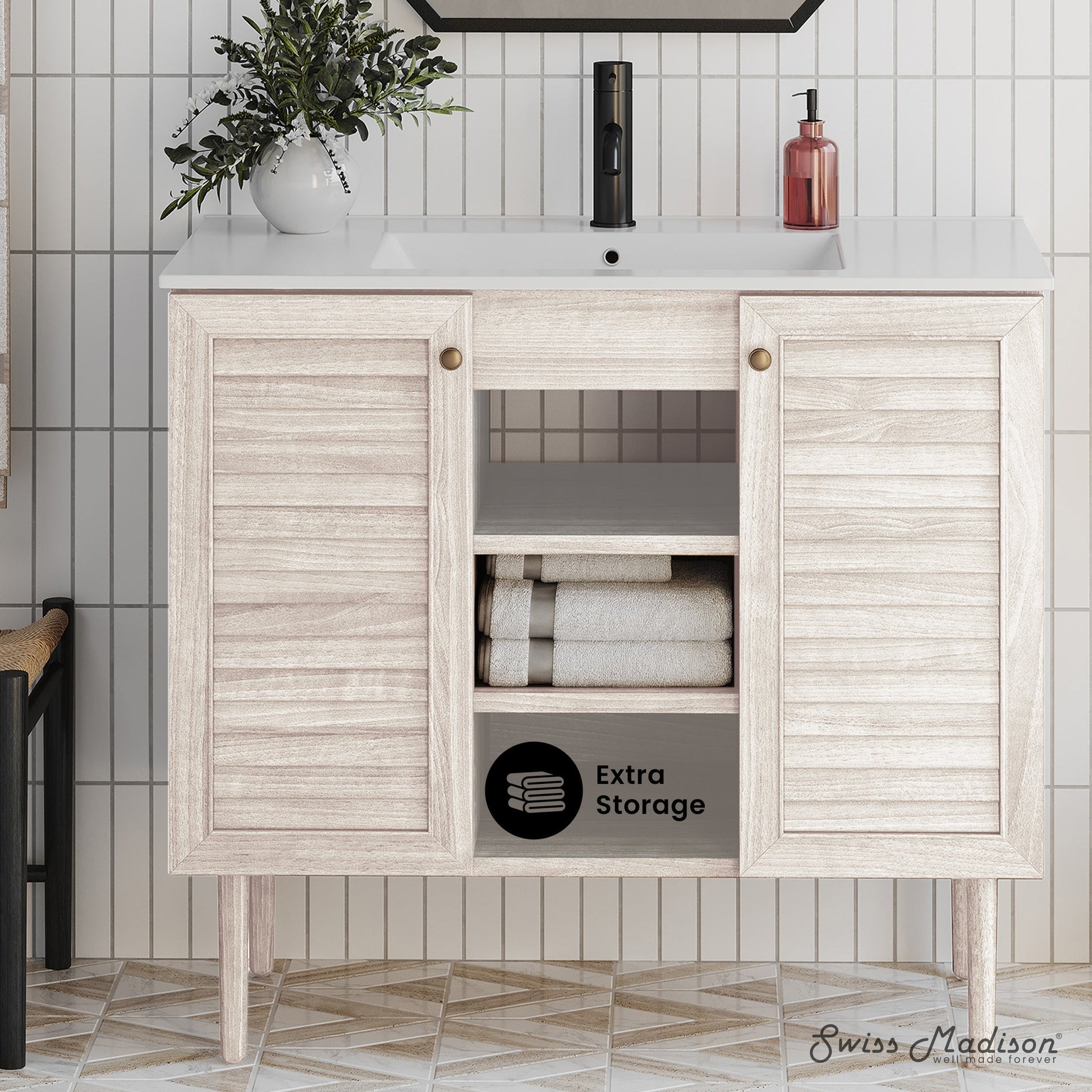 White Oak / White / 1-Hole