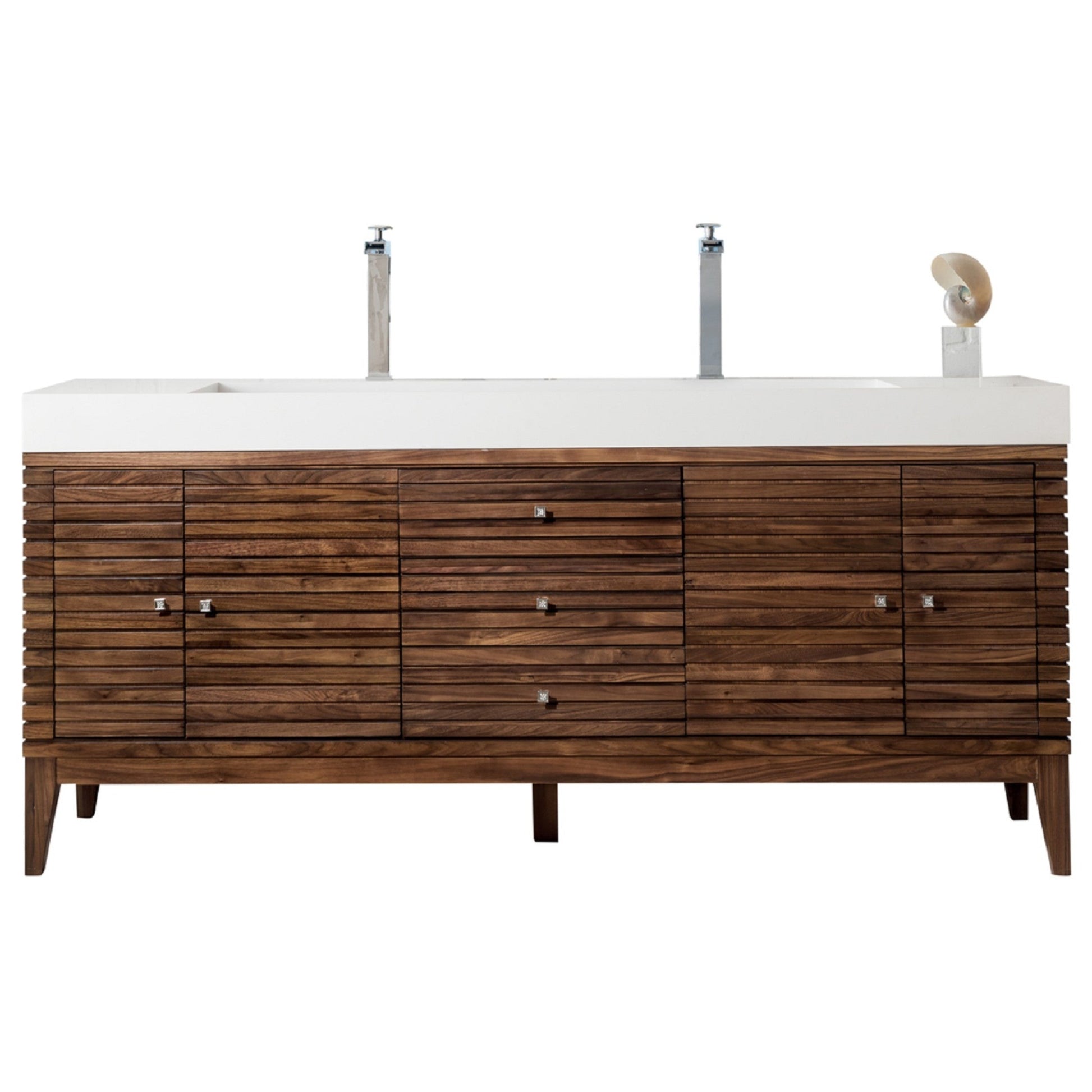 Mid-Century Walnut / Glossy White - 1 Faucet Hole
