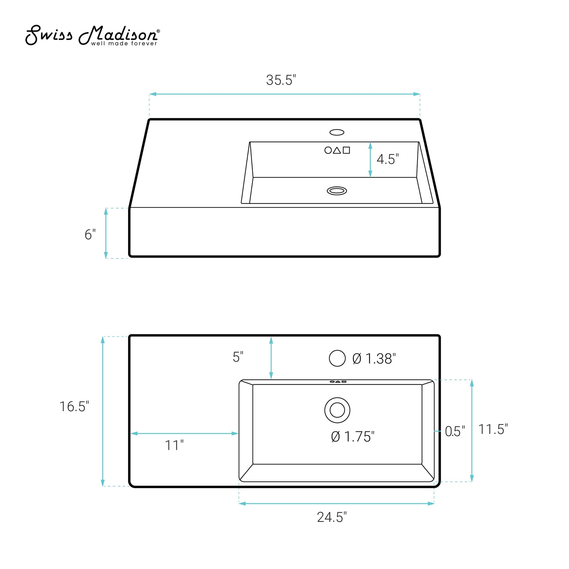 Glossy White / 1 Faucet Hole - Right