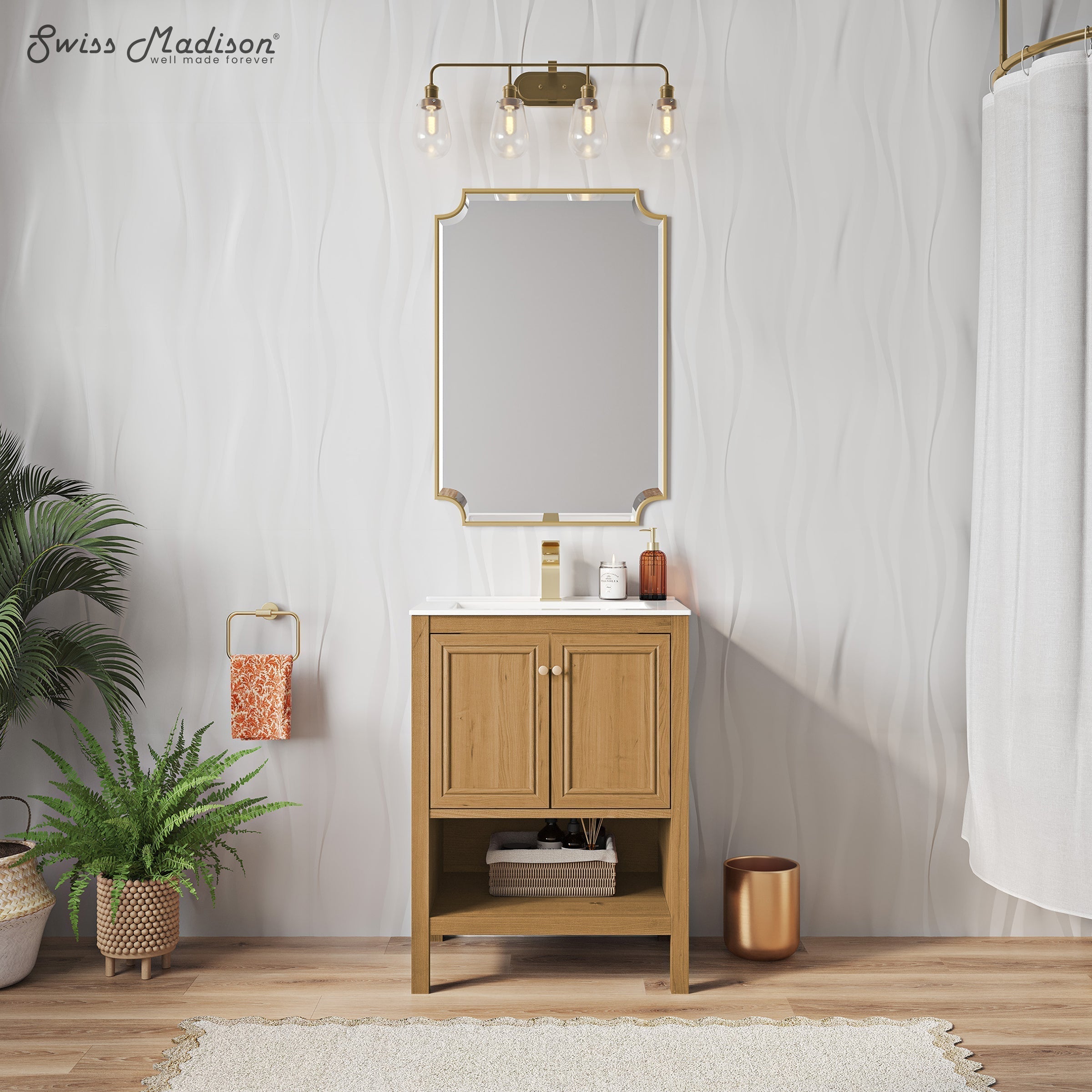 Golden Oak / White / 1-Hole