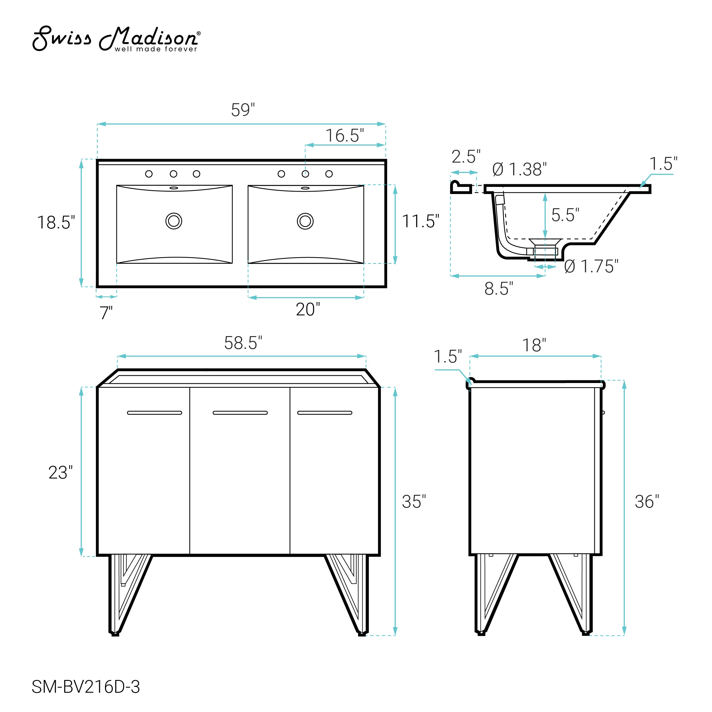 White / White / 3-Hole