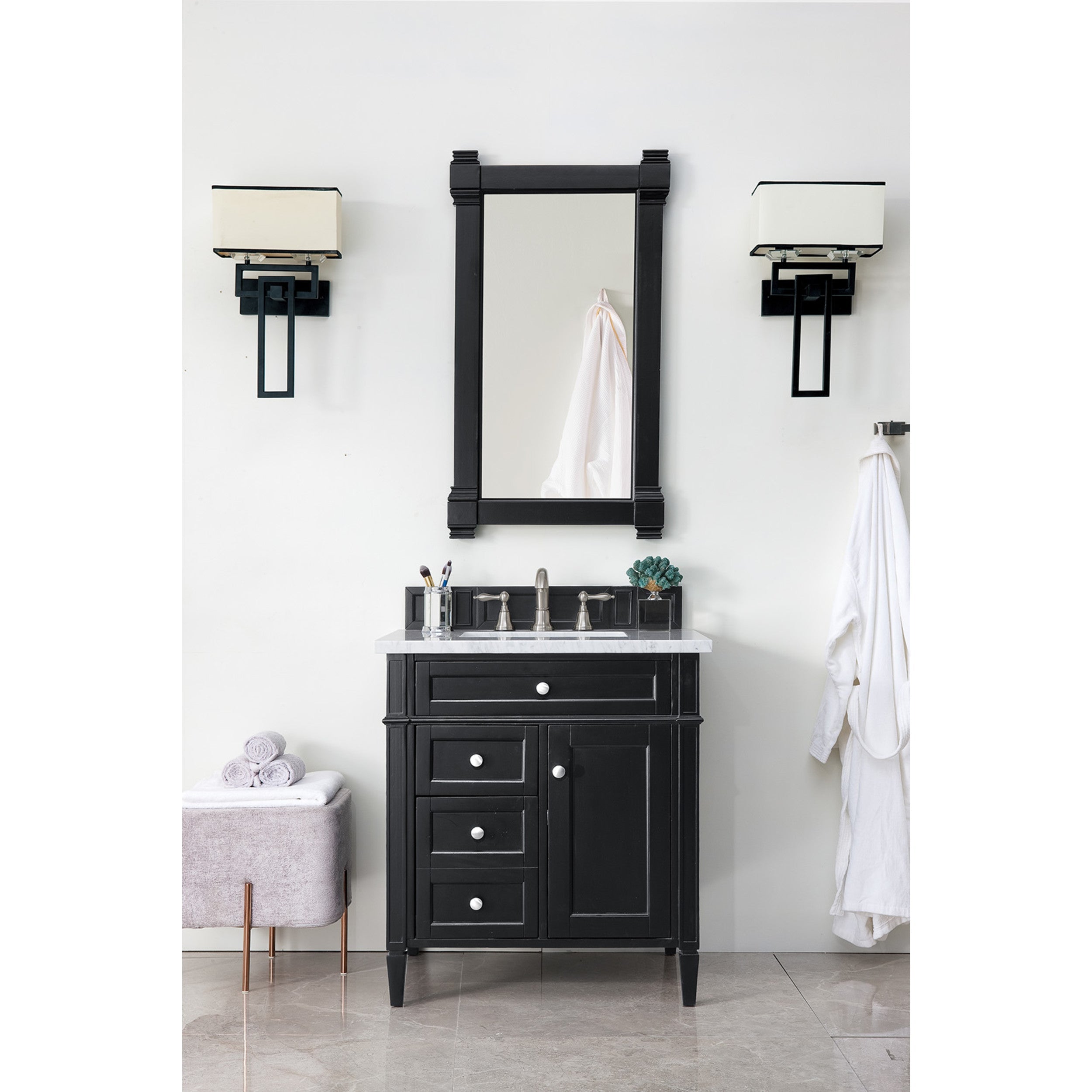 Black Onyx / Carrara White - 3 Faucet Holes